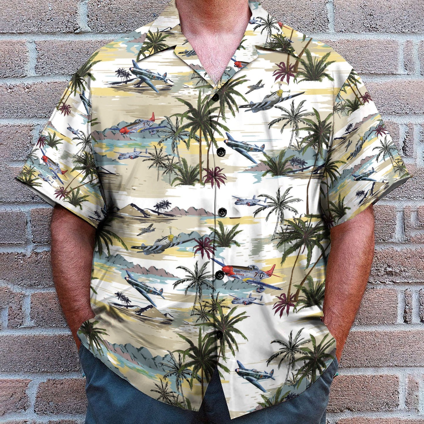 Aircraft Men's Button's Up Shirts - Hawaiian Shirt & Beach Shorts