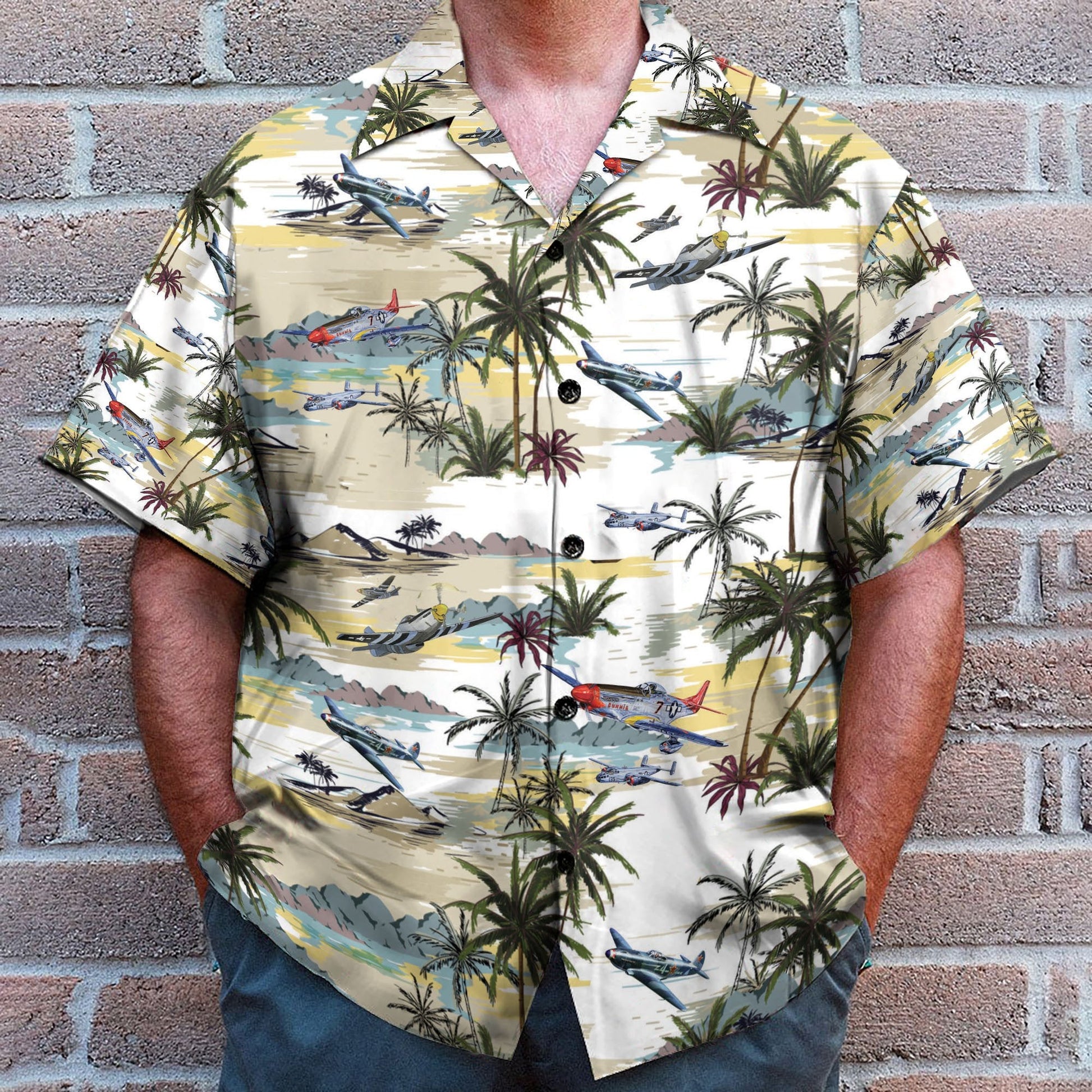 Aircraft Men's Button's Up Shirts - Hawaiian Shirt & Beach Shorts