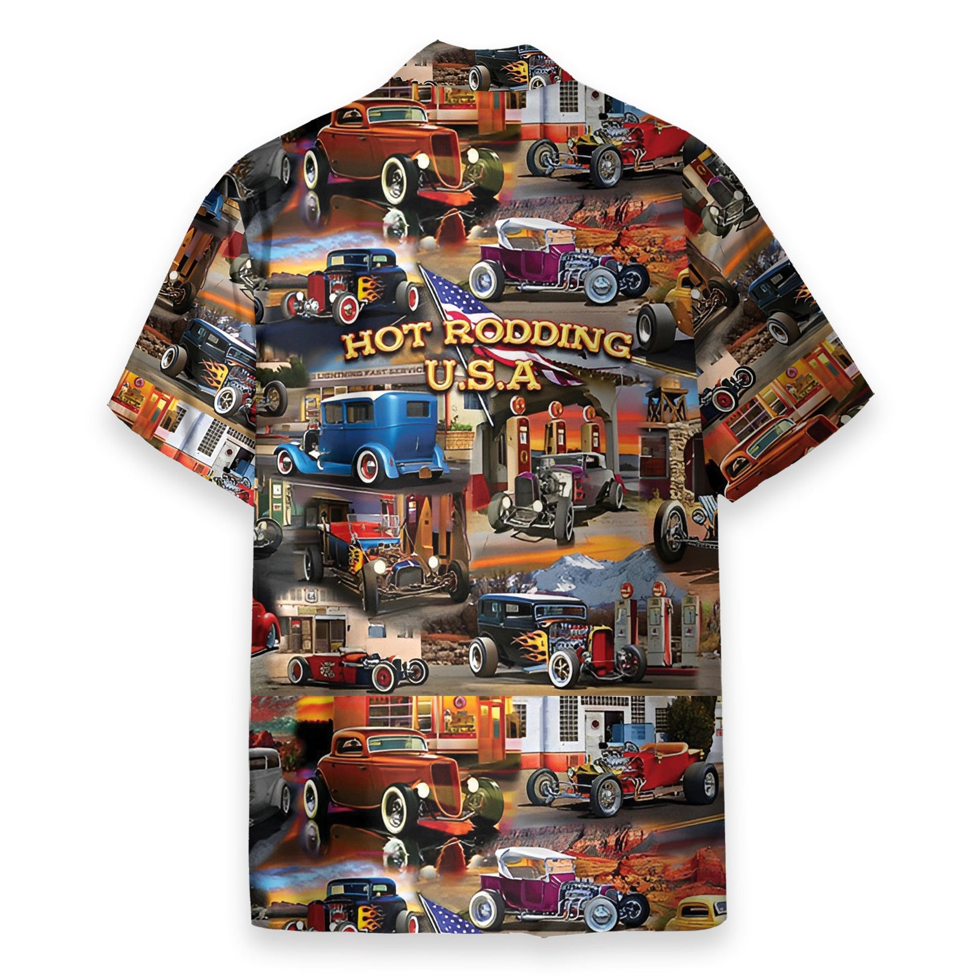 Hot Rodding USA Car Men's Button's Up Shirts - Hawaiian Shirt