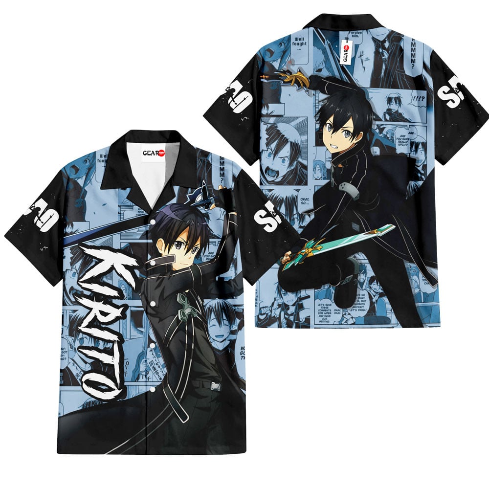 Kirito Hawaiian Shirt Manga Style