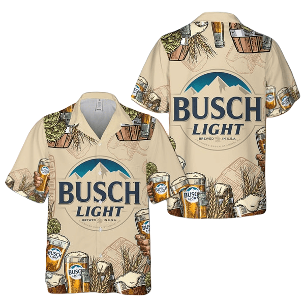NoClaws Busch Light Hawaii Shirt Vintage Brew Beer Busch Light Aloha Shirt Brown Unisex Adults New Release