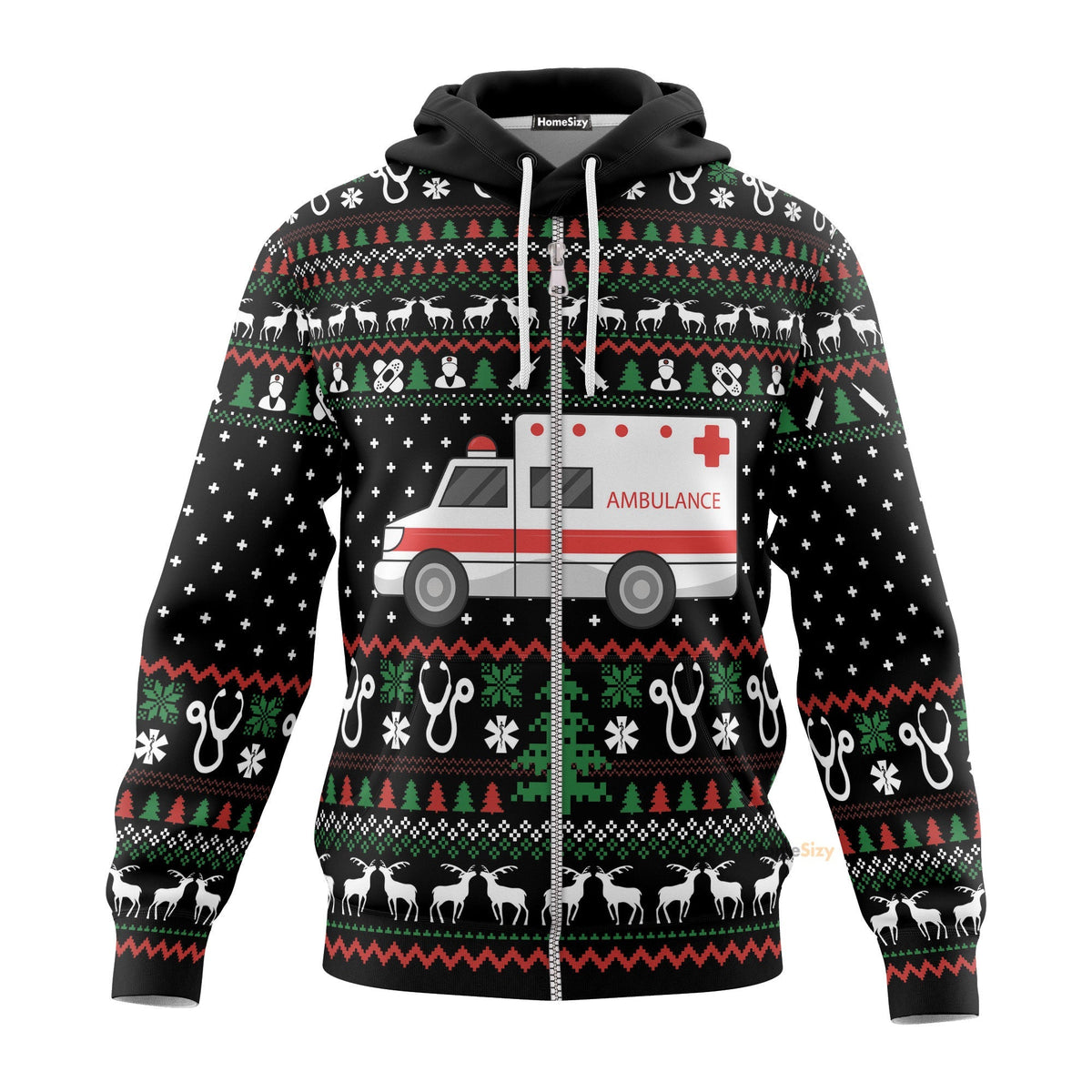Paramedic Logo Ambulance Ugly Sweater Christmas Pattern Custom Hoodie QT308015