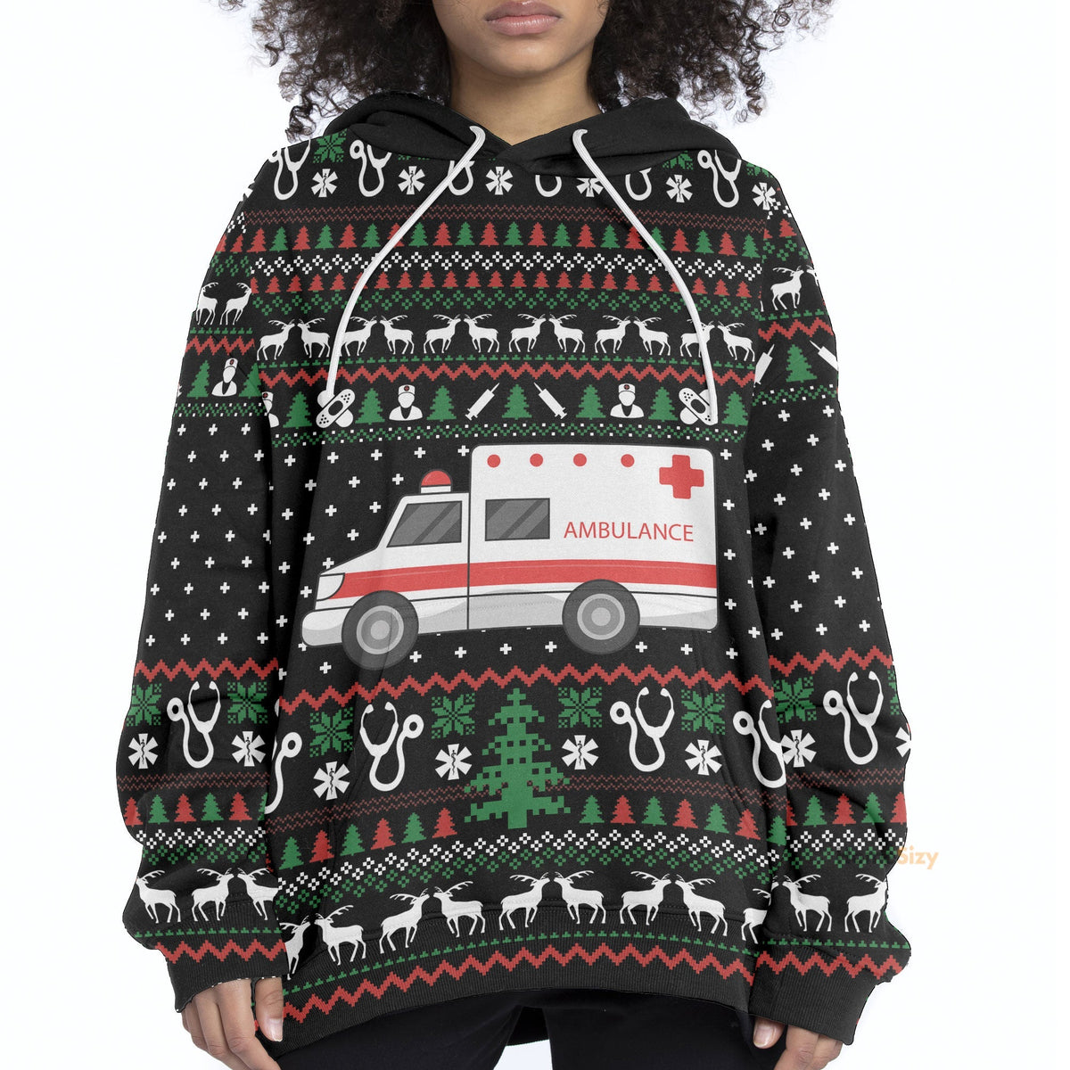 Paramedic Logo Ambulance Ugly Sweater Christmas Pattern Custom Hoodie QT308015