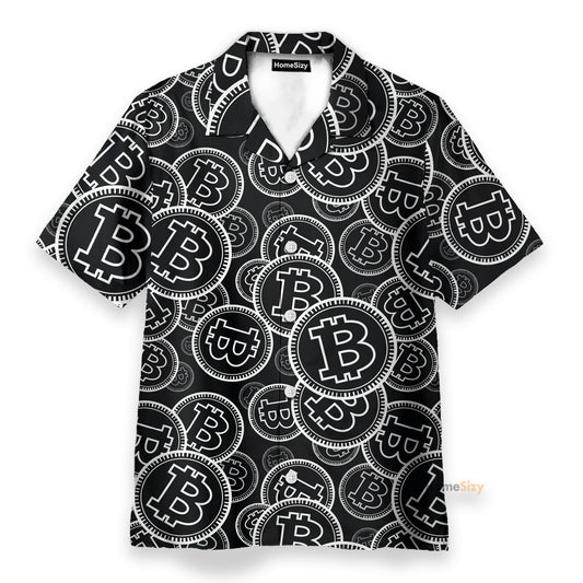 Digital Bitcoin Crypto Men's Button's Up Shirts - Hawaiian Shirt & Beach Shorts