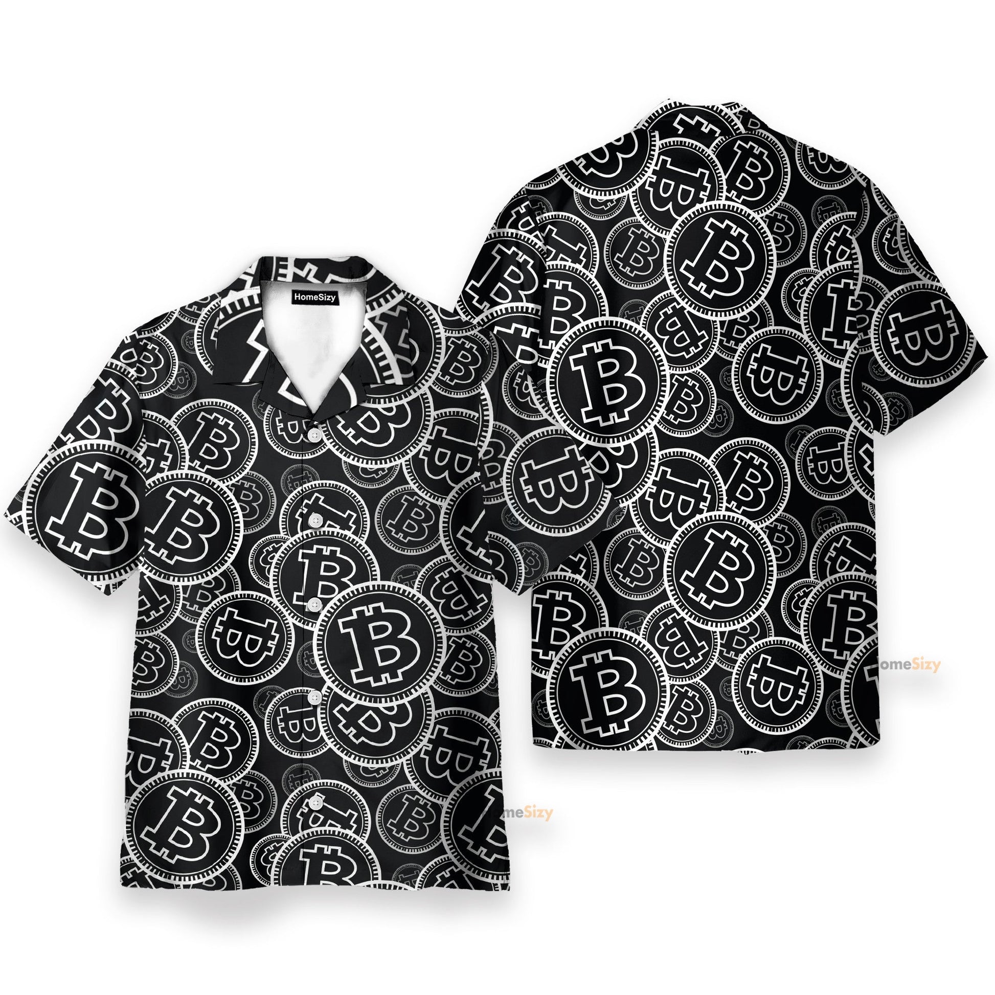 Digital Bitcoin Crypto Men's Button's Up Shirts - Hawaiian Shirt & Beach Shorts