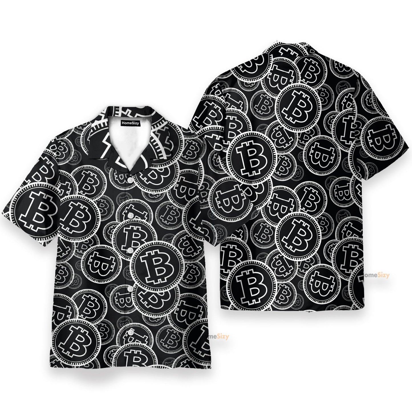 Digital Bitcoin Crypto Men's Button's Up Shirts - Hawaiian Shirt & Beach Shorts