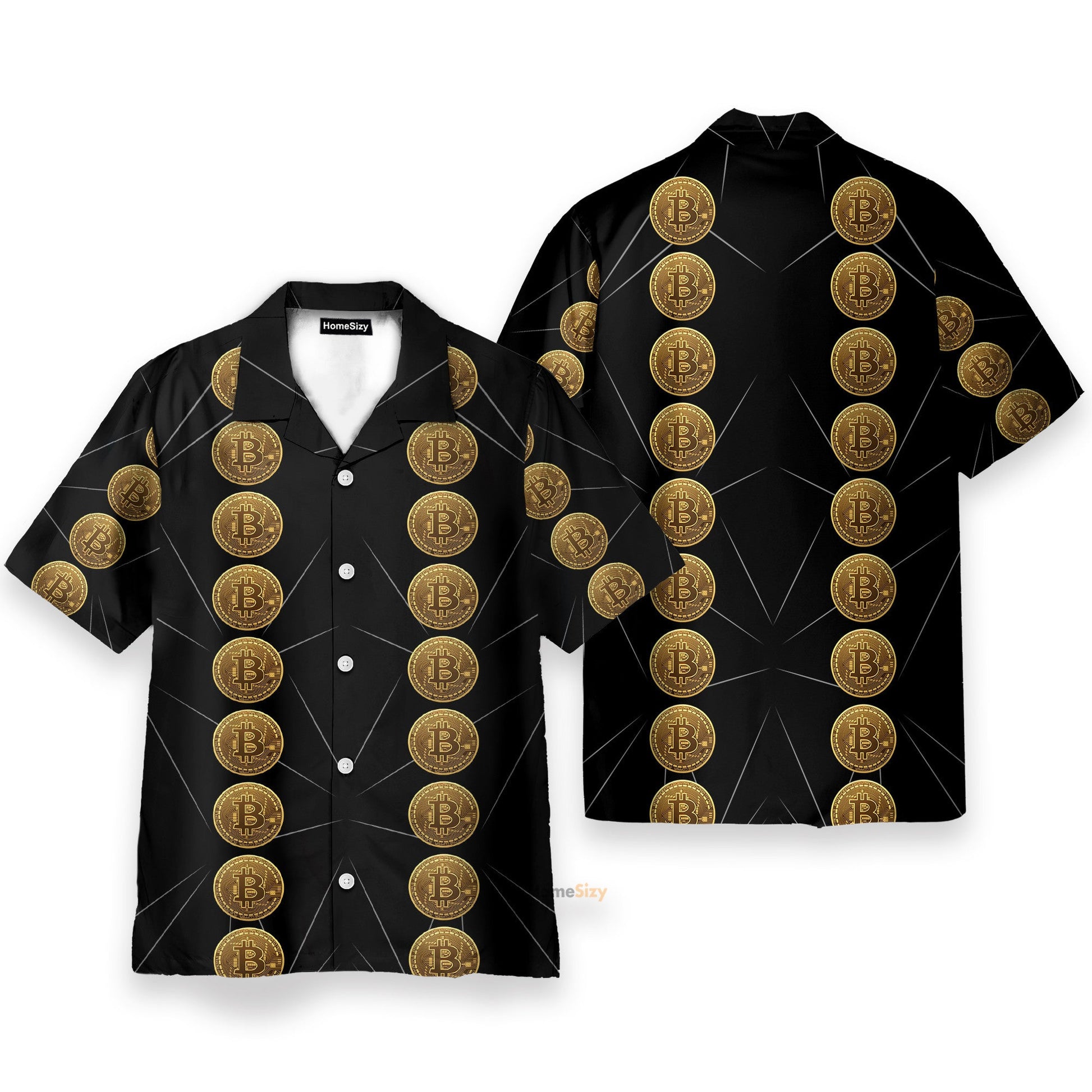 Luxury Golden Bitcoin Men's Button's Up Shirts - Hawaiian Shirt & Beach Shorts