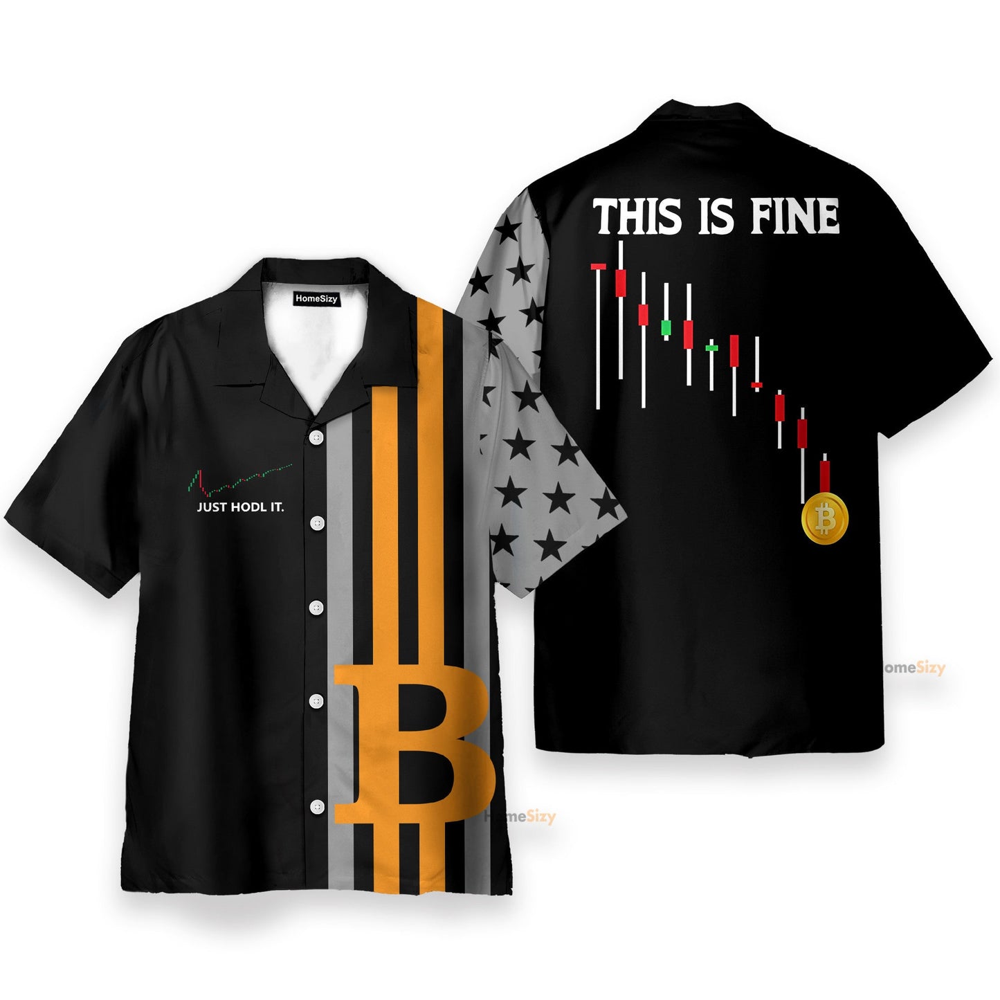 Bitcoin Just Hold It Men's Button's Up Shirts - Hawaiian Shirt & Beach Shorts