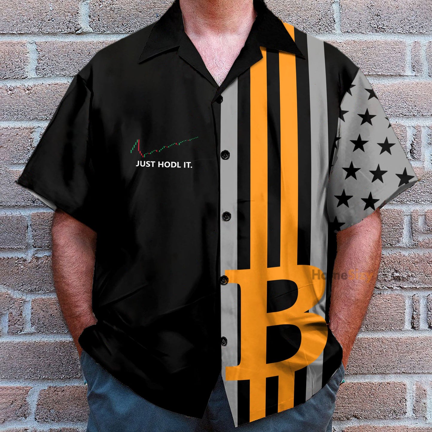 Bitcoin Just Hold It Men's Button's Up Shirts - Hawaiian Shirt & Beach Shorts