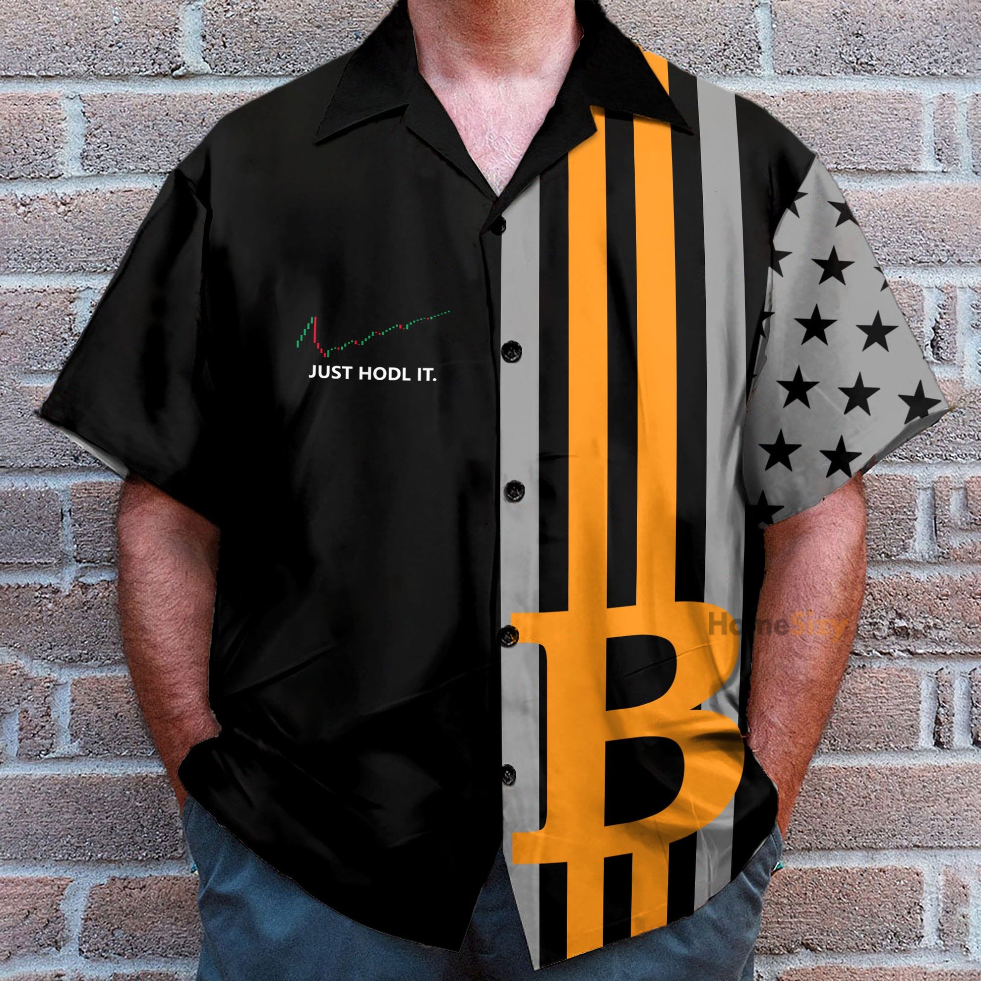 Bitcoin Just Hold It Men's Button's Up Shirts - Hawaiian Shirt & Beach Shorts