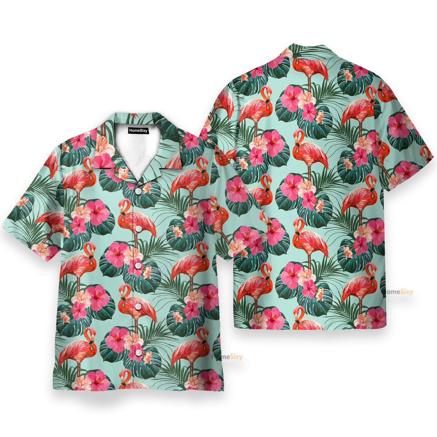 Flamingo Beautiful Floral - Hawaiian Shirt & Beach Shorts