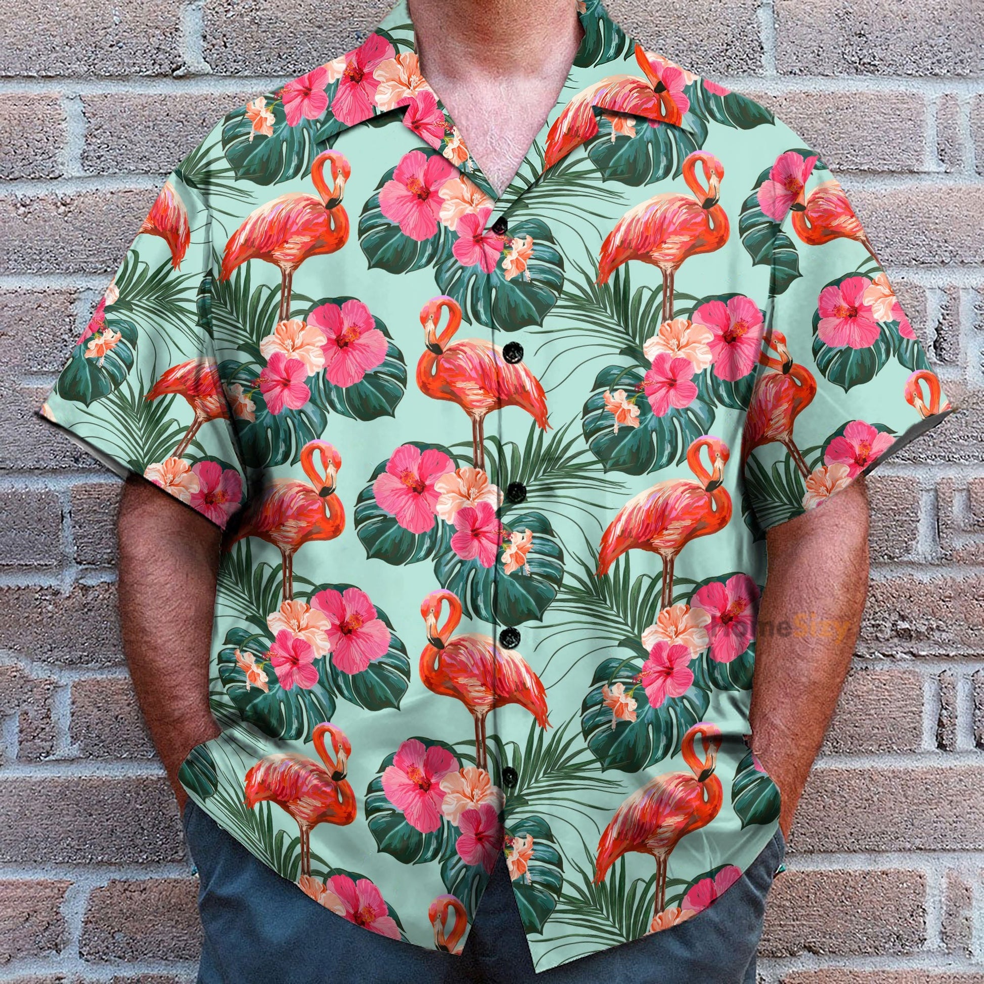 Flamingo Beautiful Floral - Hawaiian Shirt & Beach Shorts