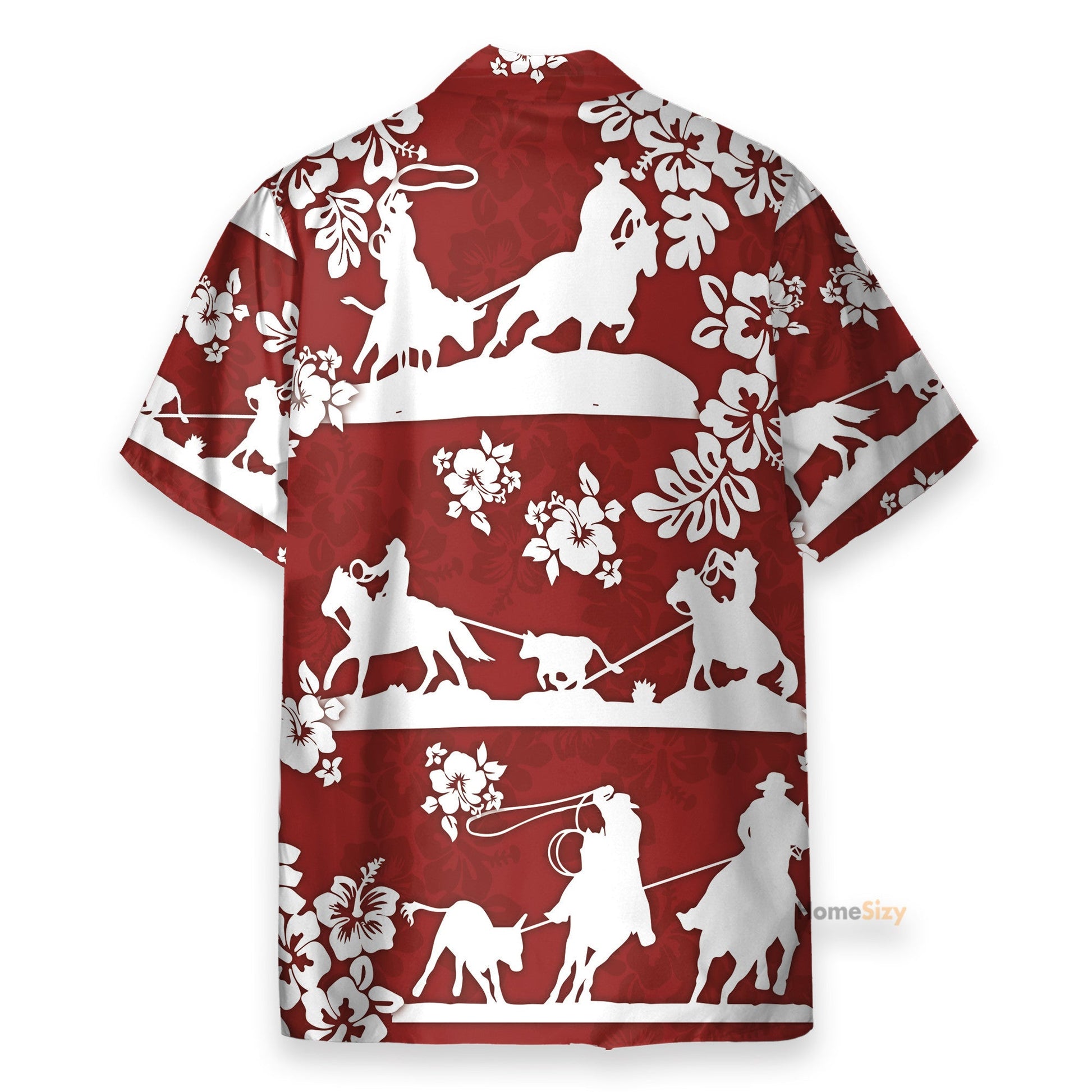 Horse Racing Cowboy Red Team Roping - Hawaiian Shirt & Beach Shorts