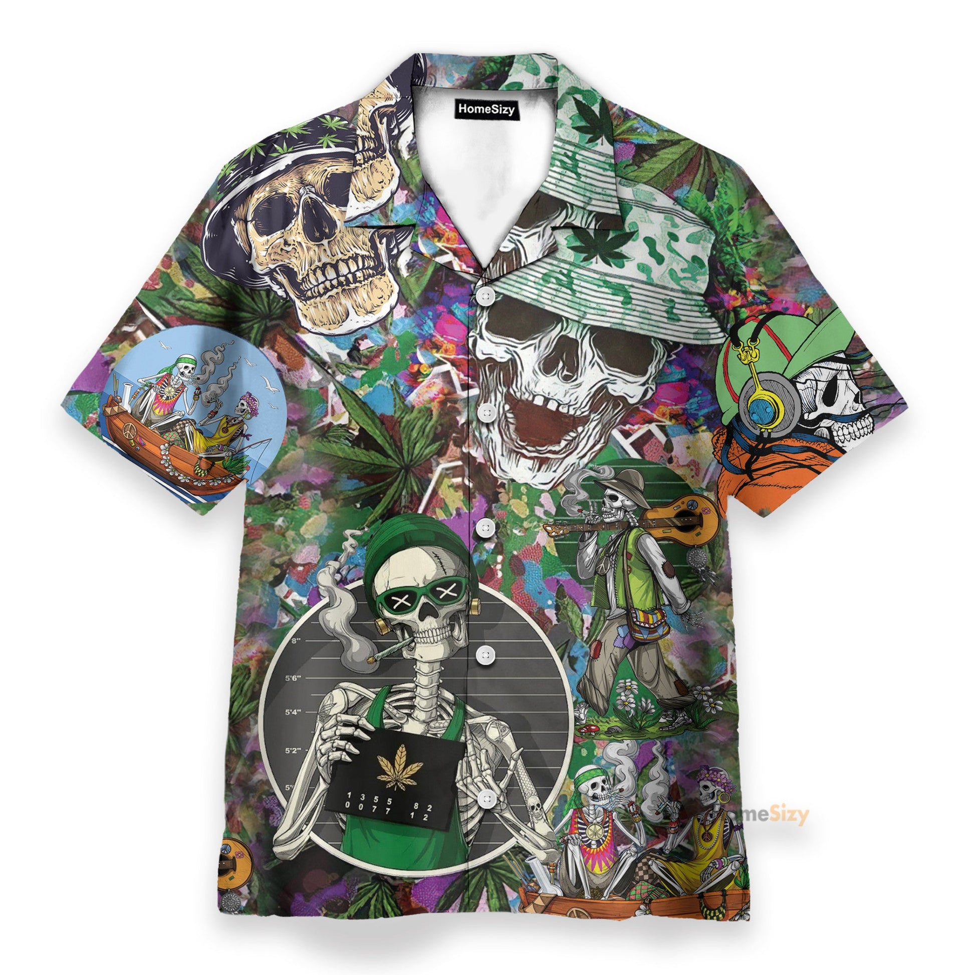 Skull Hippie Men's Button's Up Shirts - Hawaiian Shirt