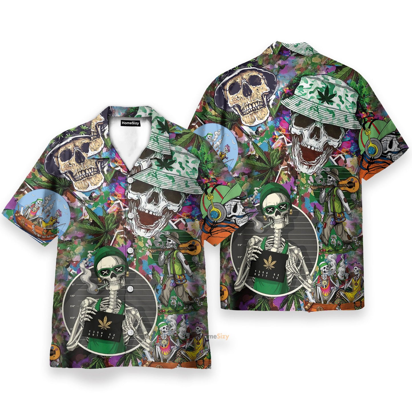 Skull Hippie Men's Button's Up Shirts - Hawaiian Shirt