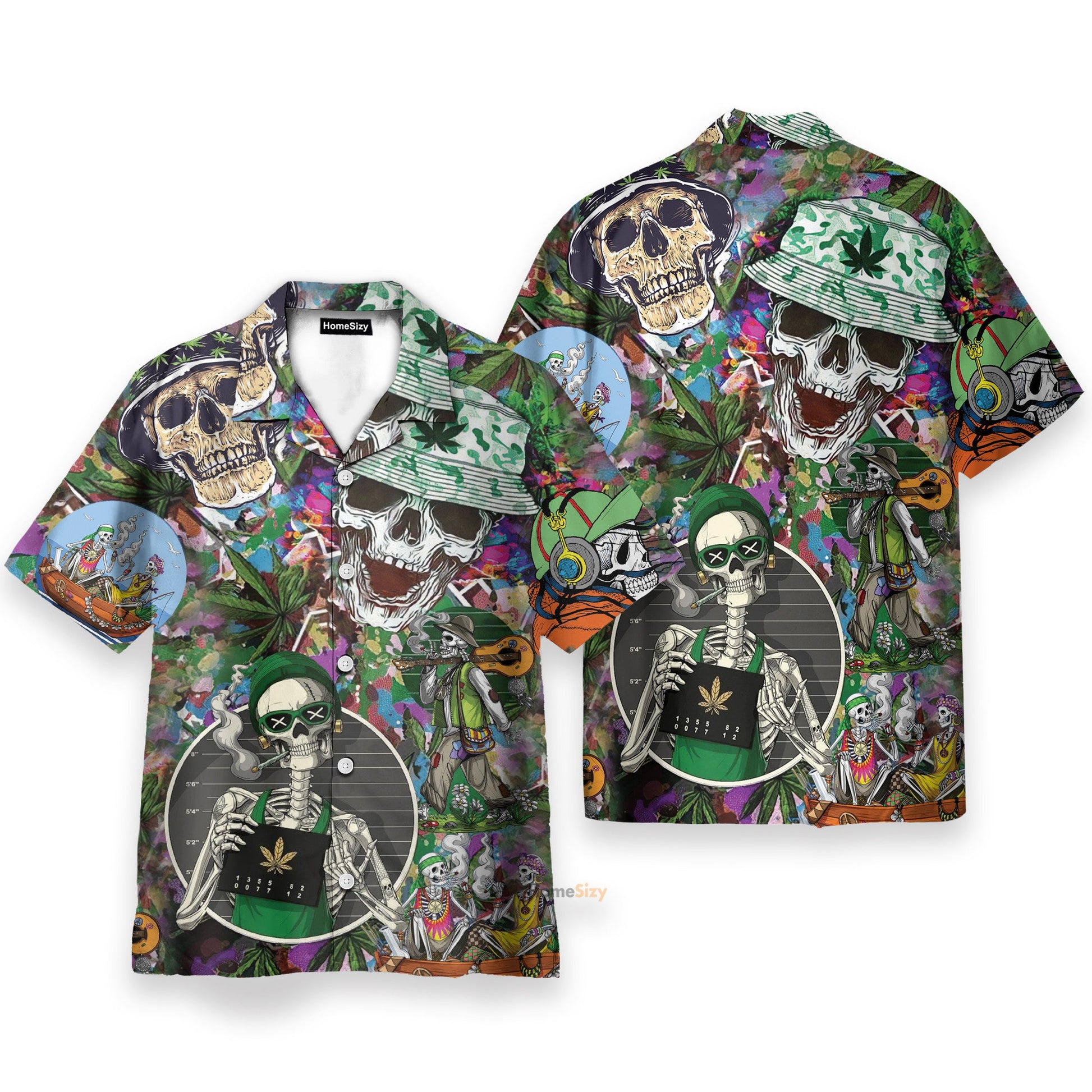 Skull Hippie Men's Button's Up Shirts - Hawaiian Shirt