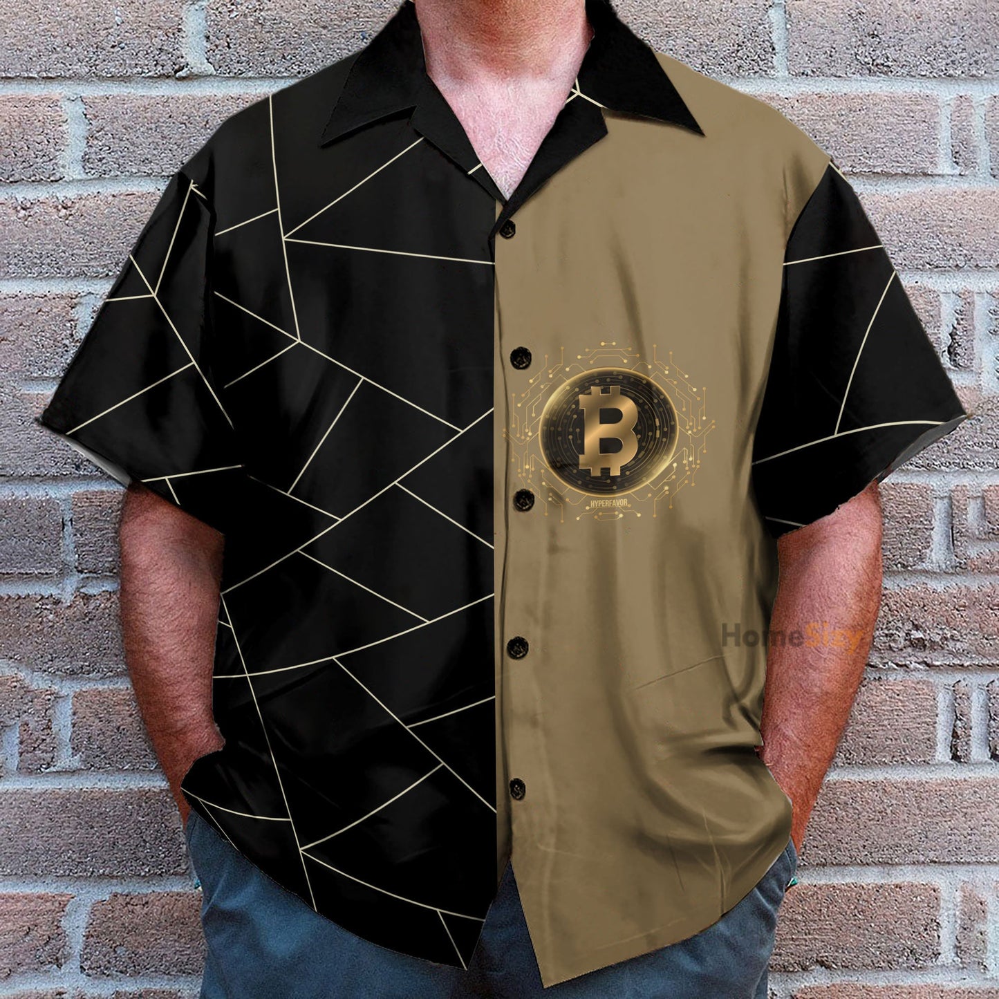 Golden Bitcoin Cryptocurrency - Hawaiian Shirt & Beach Shorts