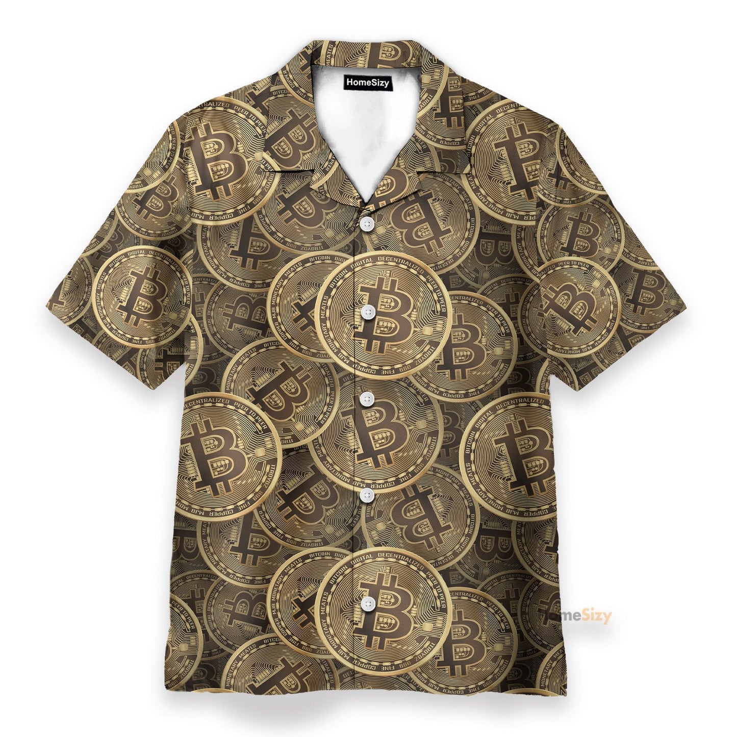 Realistic Seamless Bitcoin Cryptocurrency - Hawaiian Shirt & Beach Shorts