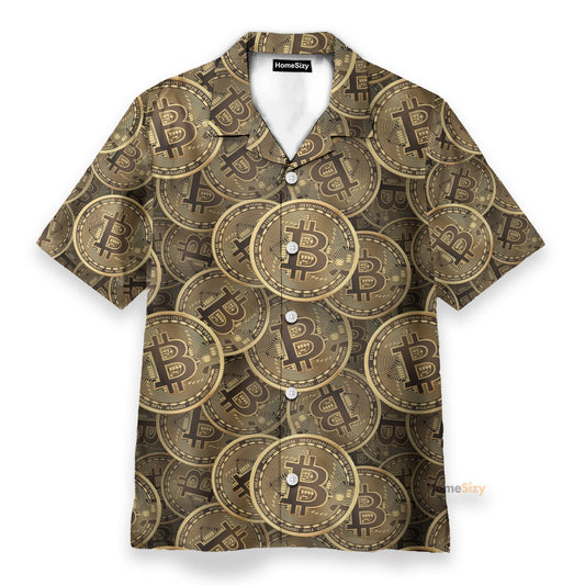 Realistic Seamless Bitcoin Cryptocurrency - Hawaiian Shirt & Beach Shorts