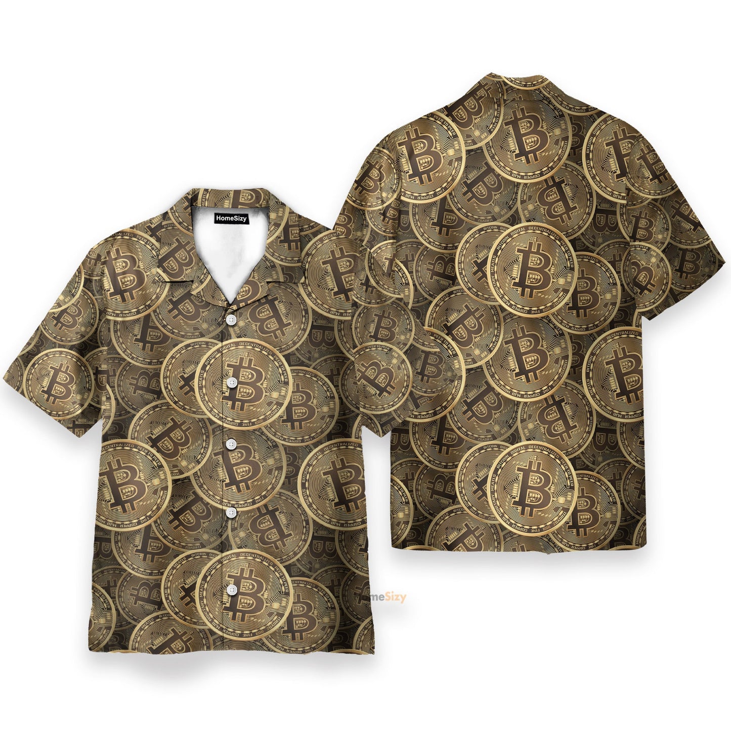 Realistic Seamless Bitcoin Cryptocurrency - Hawaiian Shirt & Beach Shorts