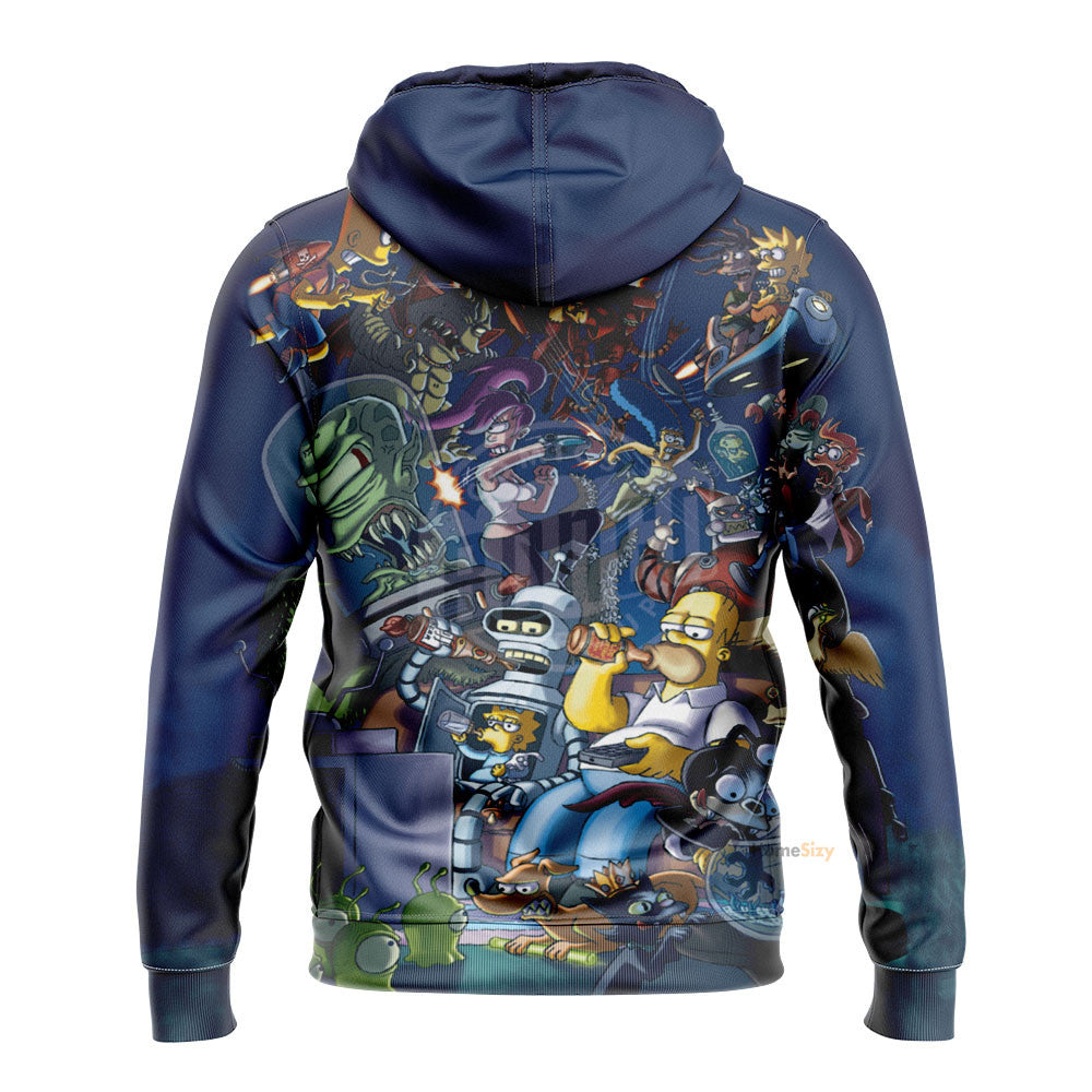 The Simpsons Futurama Infinitely Secret Crossover Crisis Custom Hoodie QT305156Tf