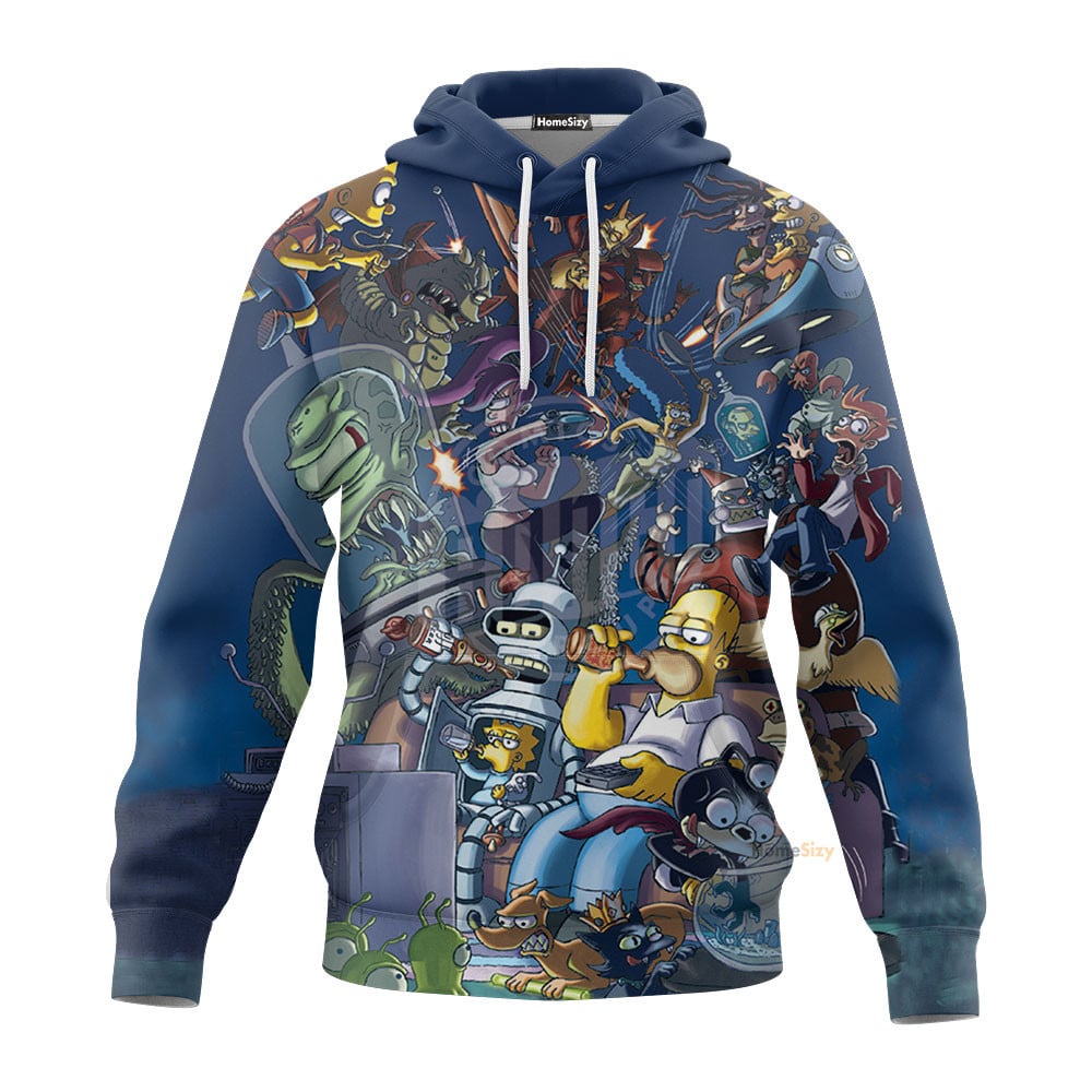 The Simpsons Futurama Infinitely Secret Crossover Crisis Custom Hoodie QT305156Tf