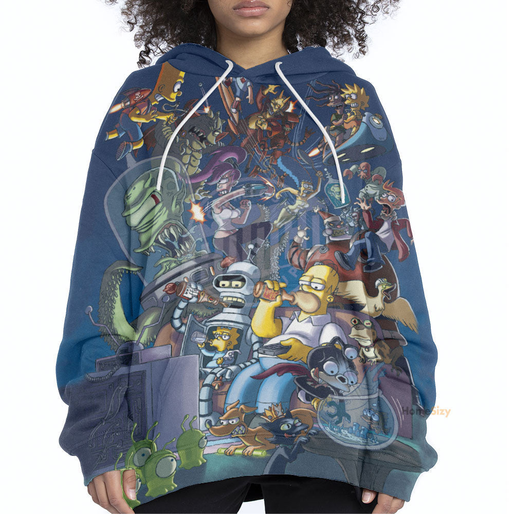 The Simpsons Futurama Infinitely Secret Crossover Crisis Custom Hoodie QT305156Tf