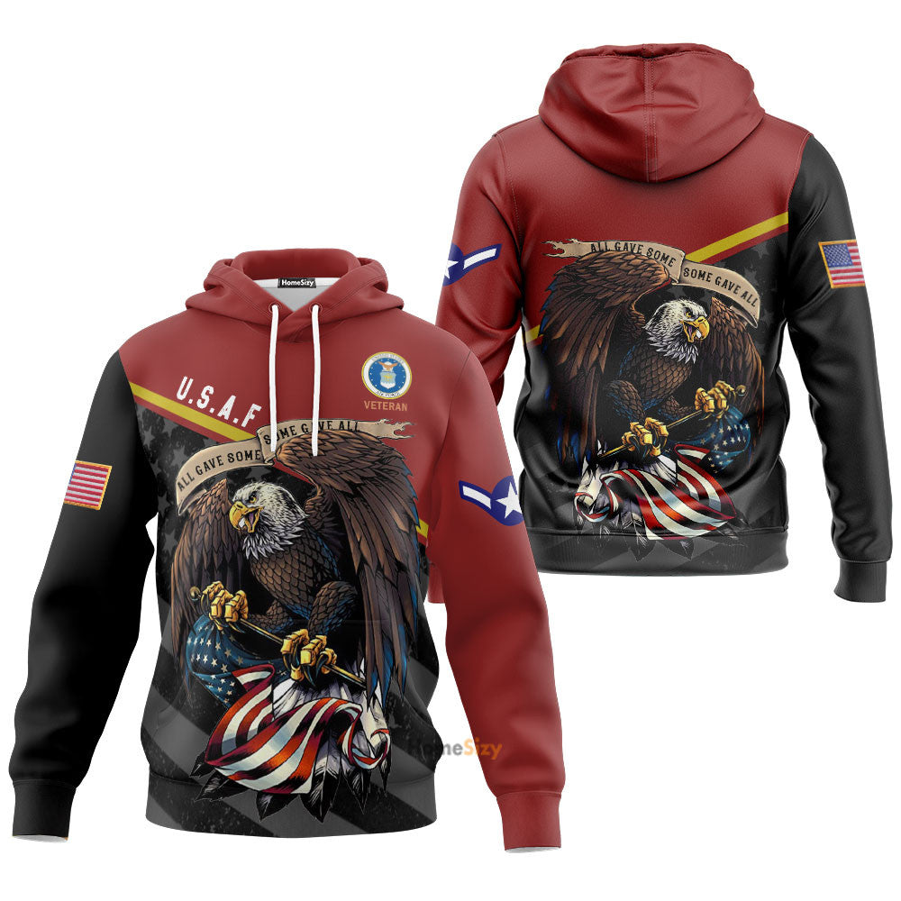 United States Air Force Veteran Red Custom Rank Hoodie QT211131Hf