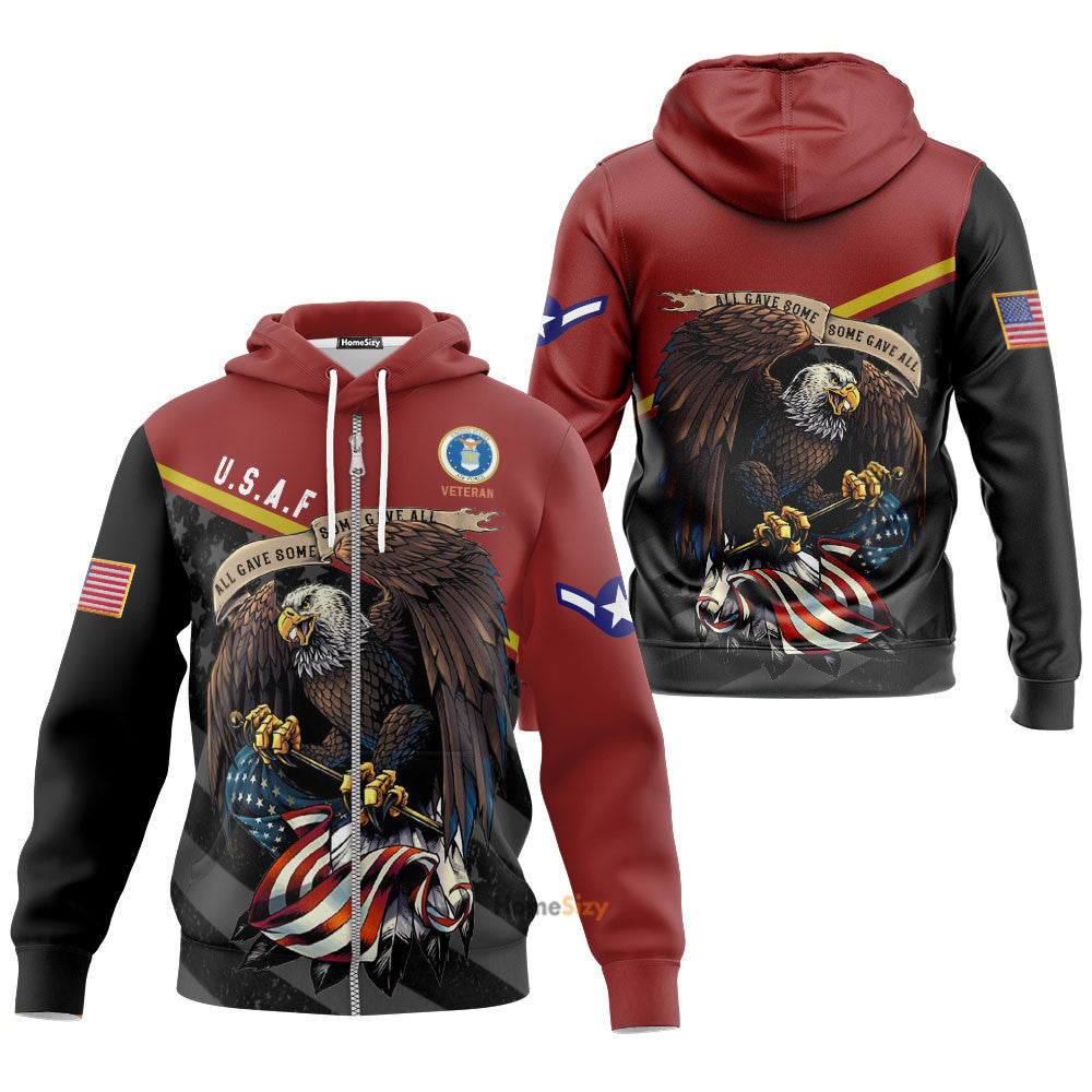 United States Air Force Veteran Red Custom Rank Hoodie QT211131Hf