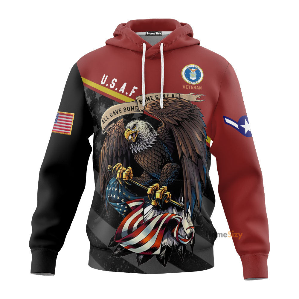 United States Air Force Veteran Red Custom Rank Tshirt Hoodie QT211131Hf