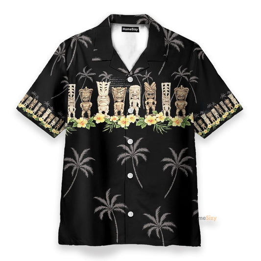 Awesome Black Tiki Men's Button's Up Shirts - Hawaiian Shirt