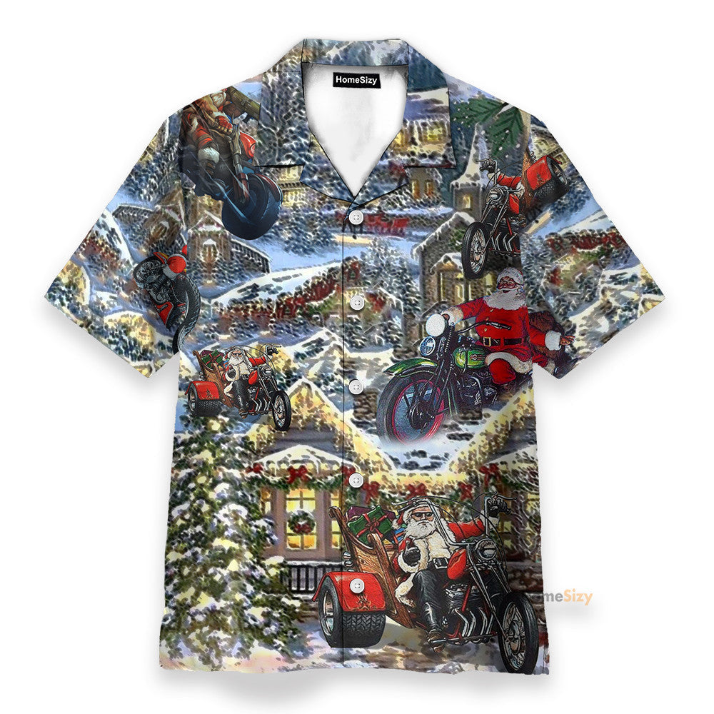 Amazing Santa Biker Funny Button's Up Shirts - Hawaiian Shirt