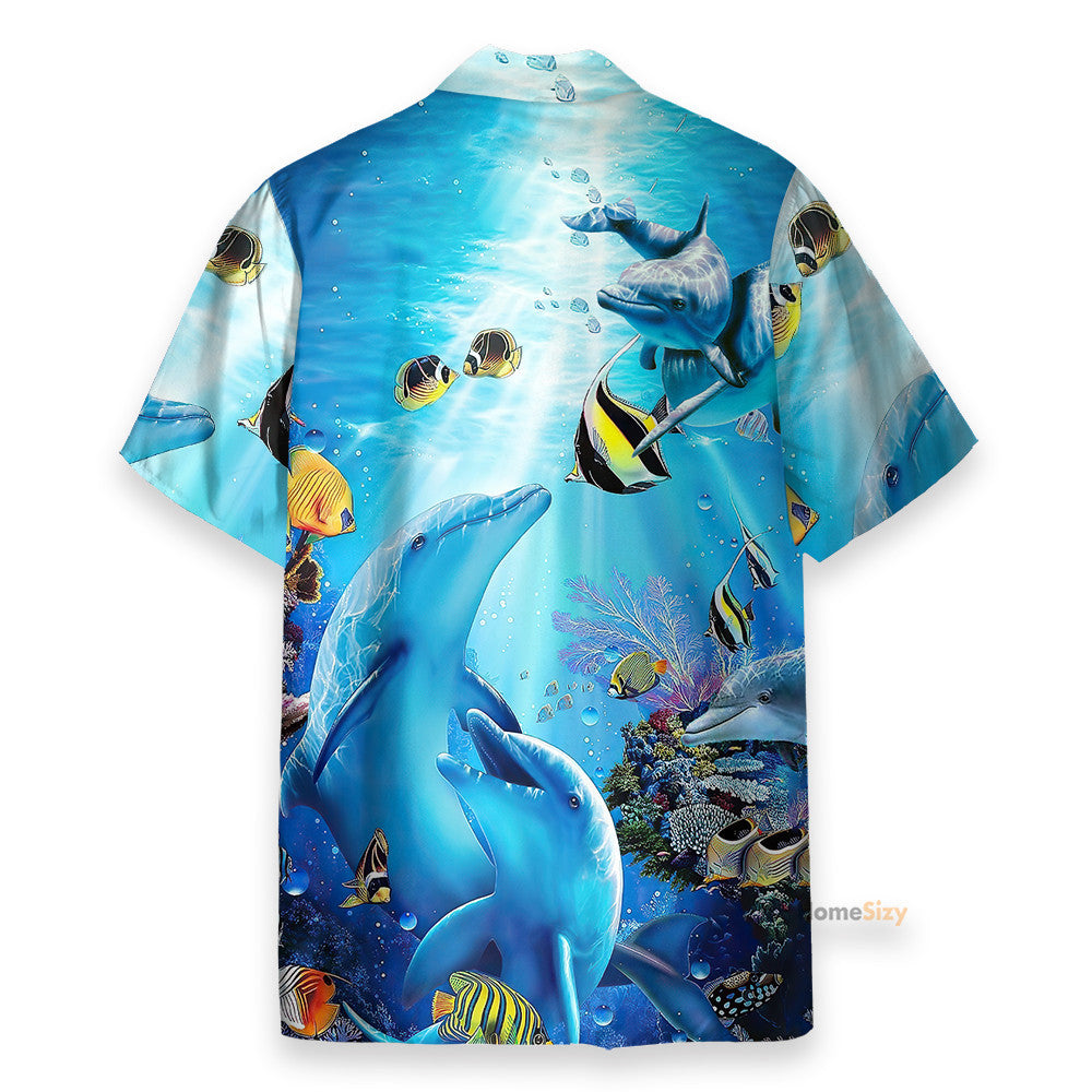 Dancing Dolphin In Blue Ocean - Hawaiian Shirt