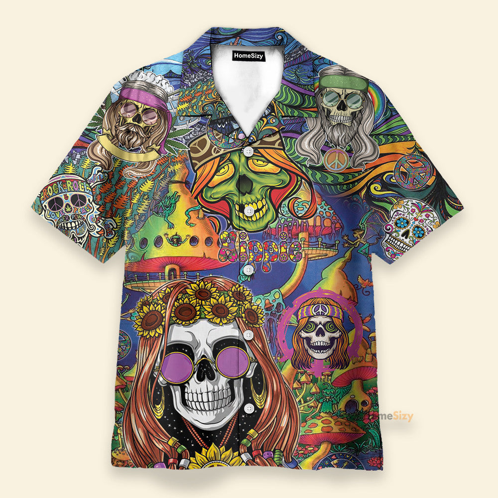 Colorful Skull Hippie - Hawaiian Shirt