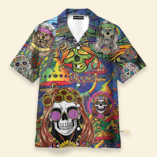 Colorful Skull Hippie - Hawaiian Shirt