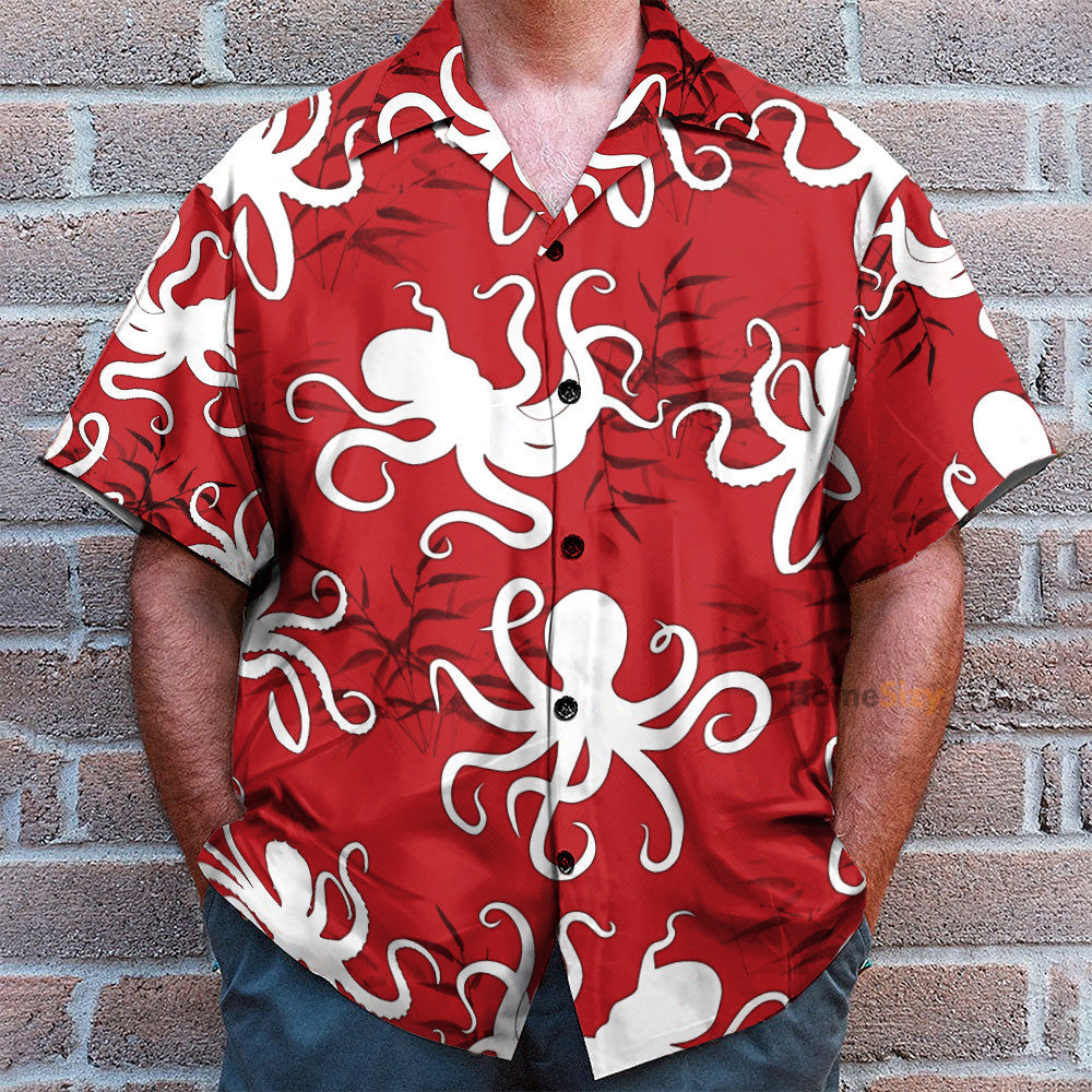 Amazing Octopus Funny Button's Up Shirts - Hawaiian Shirt & Beach Shorts