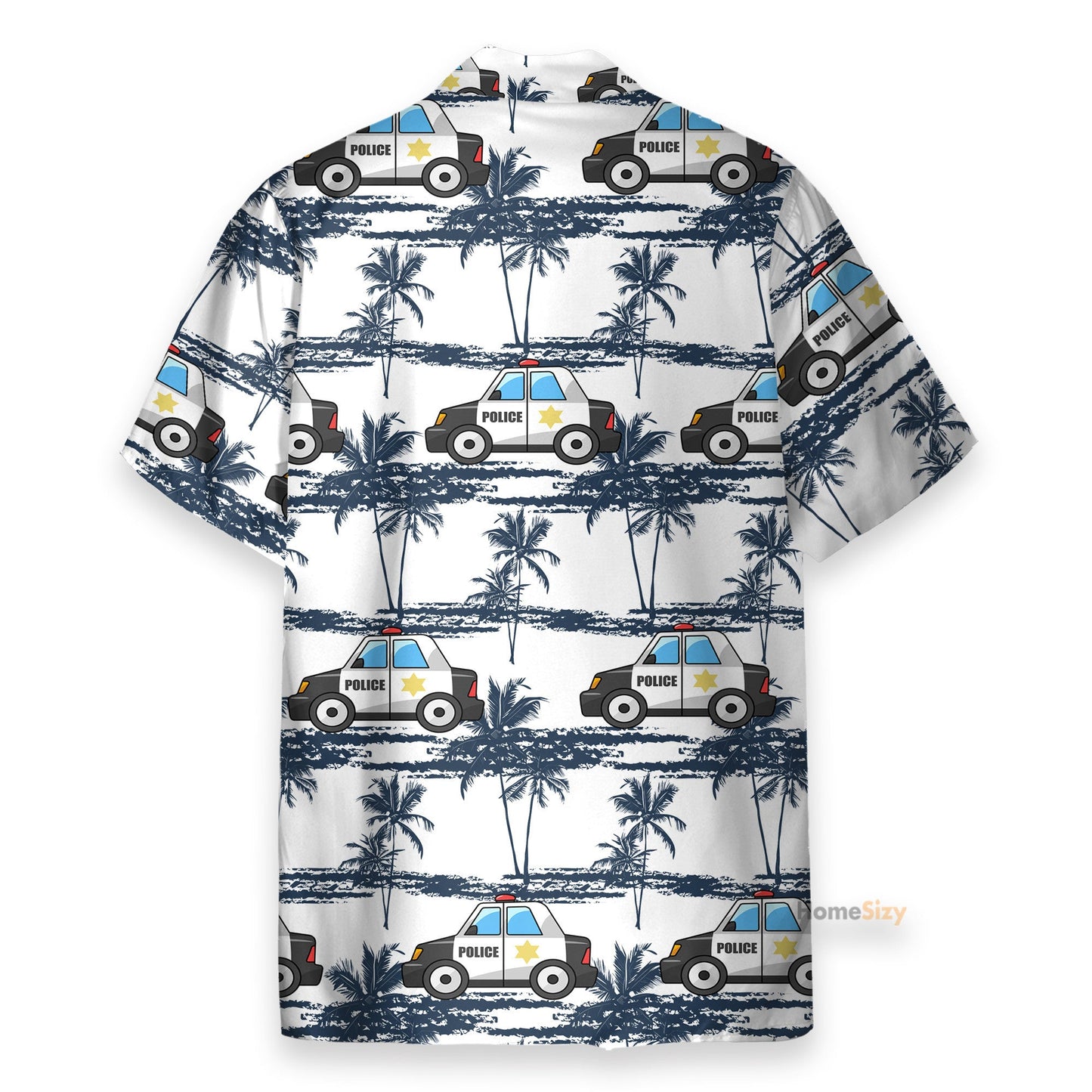 Police Car Tropical Coconut Tree Pattern - Hawaiian Shirt & Beach Shorts