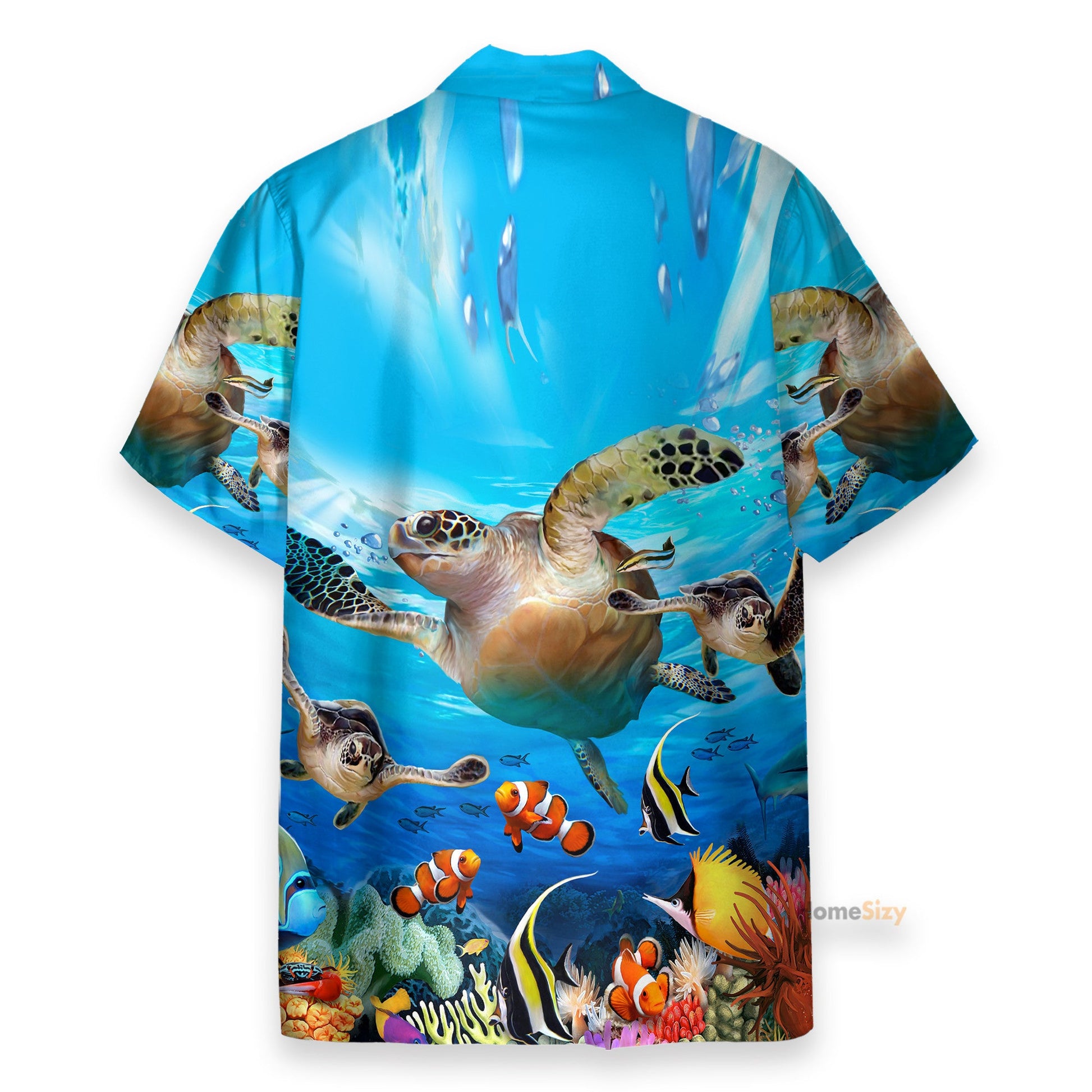 Summer Time Sea Turtle Men's Button's Up Shirts - Hawaiian Shirt