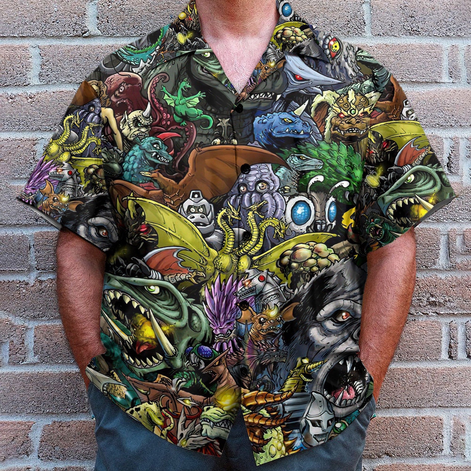 Gadzillo Collage Kaiju Monsters Cosplay Costume - Hawaiian Shirt QT205182