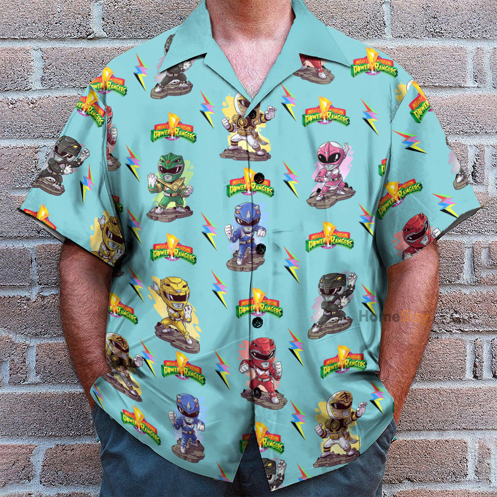Mighty Morphin Power Rangers Cyan - Hawaiian Shirt & Beach Shorts
