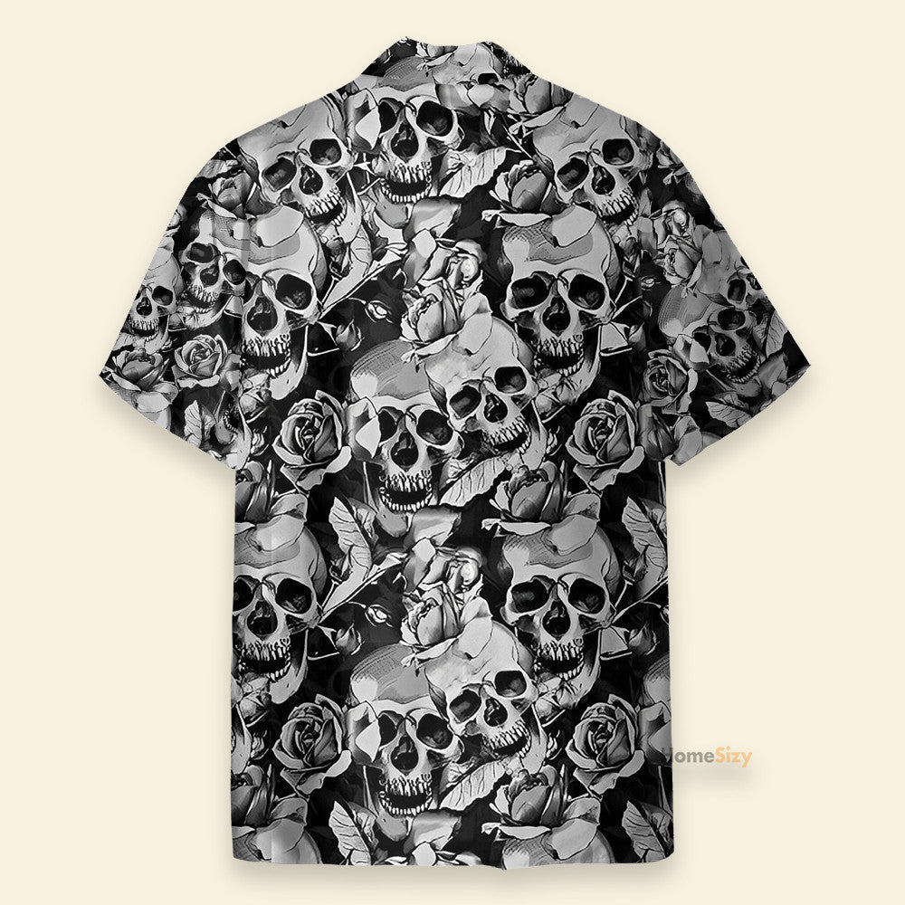Black And White Skull - Hawaiian Shirt & Beach Shorts