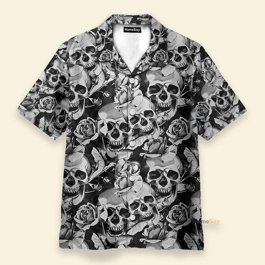 Black And White Skull - Hawaiian Shirt & Beach Shorts