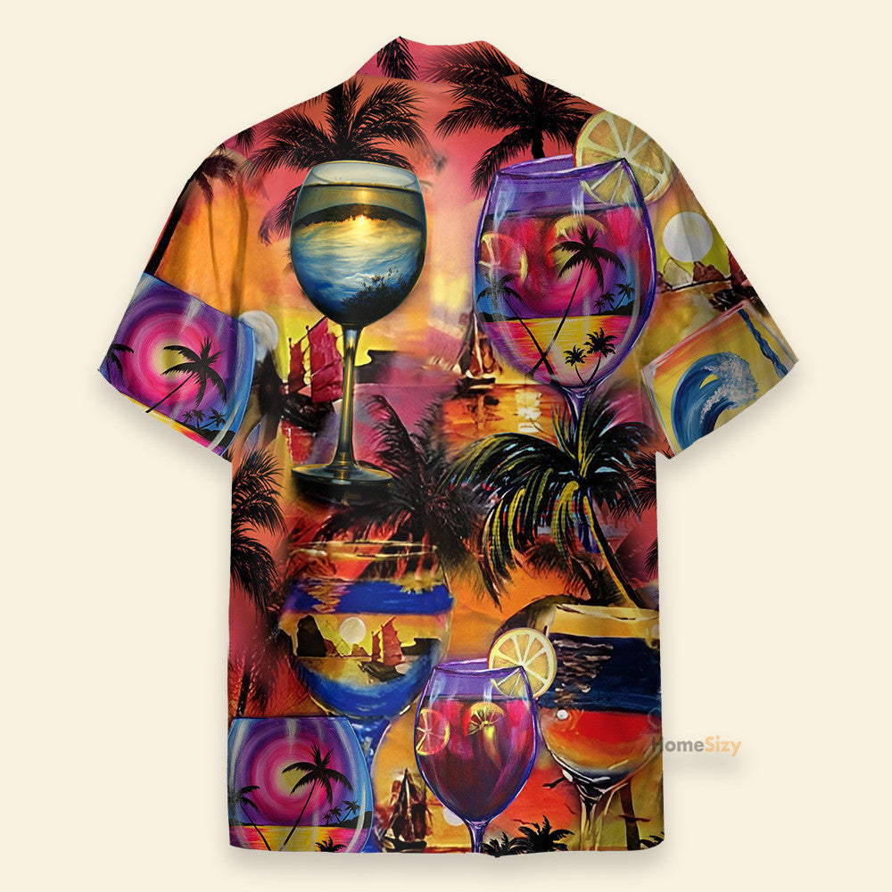 It's Time For Wine Men's Button's Up Shirts - Hawaiian Shirt