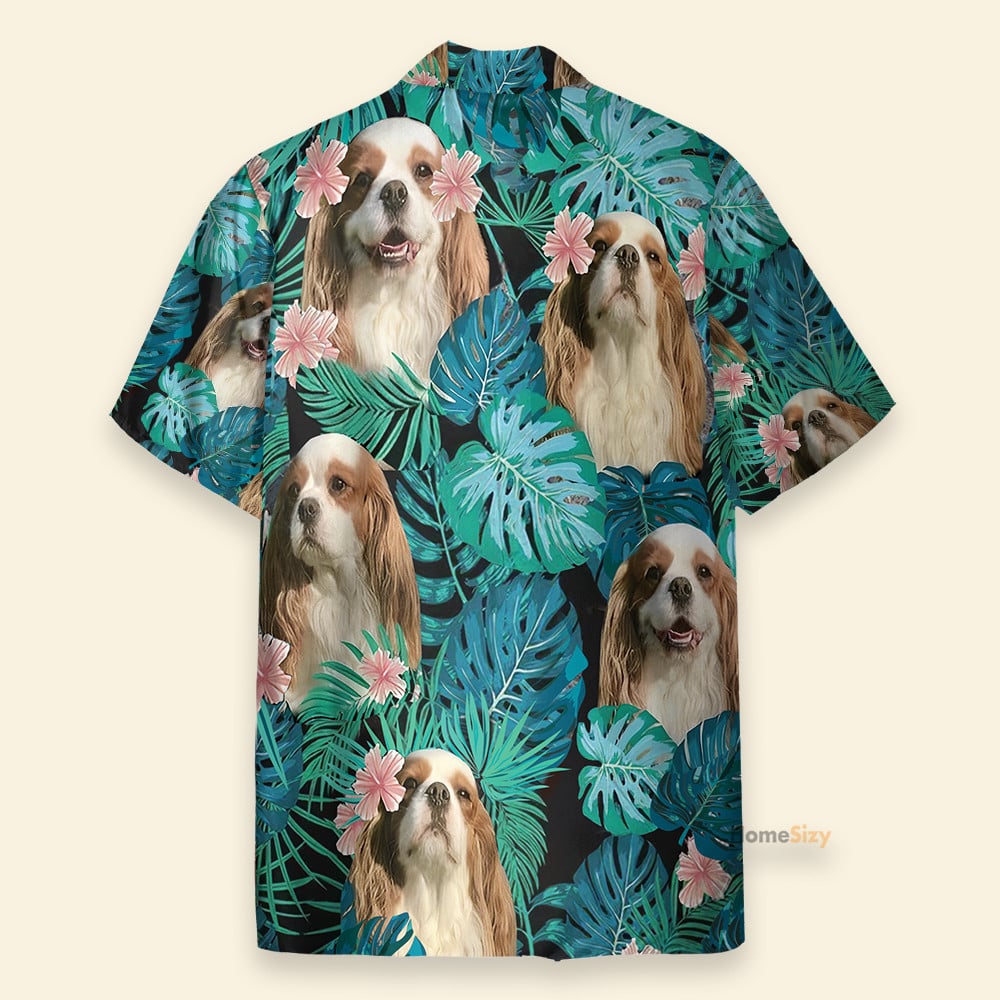 Cavalier King Charles Spaniel Dog In Tropical Green Leaves - Hawaiian Shirt