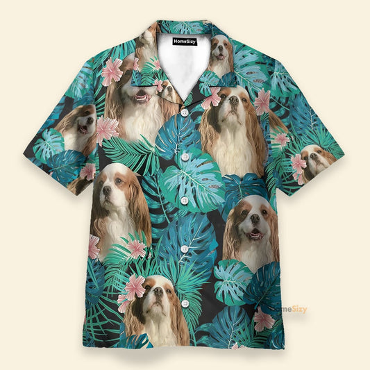Cavalier King Charles Spaniel Dog In Tropical Green Leaves - Hawaiian Shirt