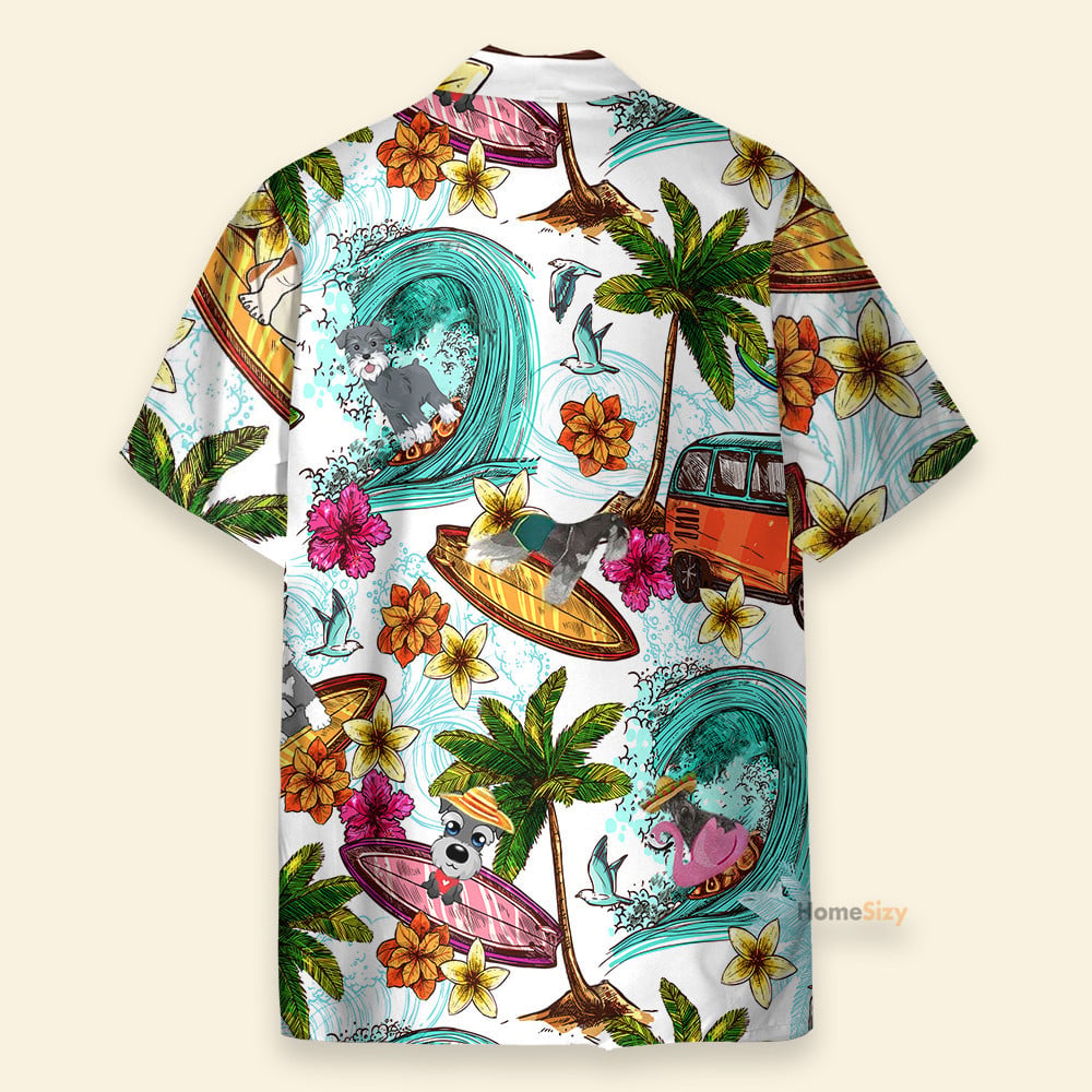 Enjoy Surfing With Miniature Schnauzer Dog - Hawaiian Shirt & Beach Shorts