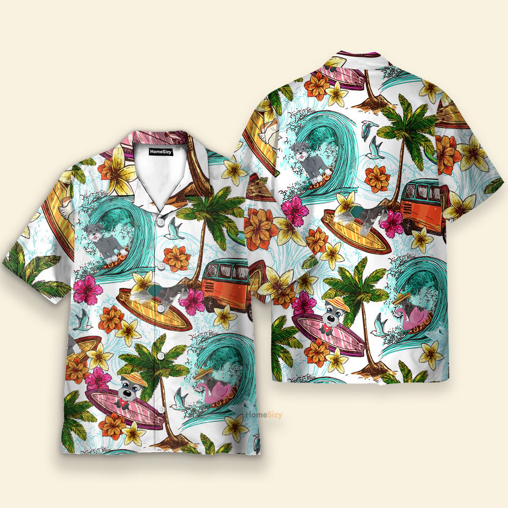 Enjoy Surfing With Miniature Schnauzer Dog - Hawaiian Shirt & Beach Shorts