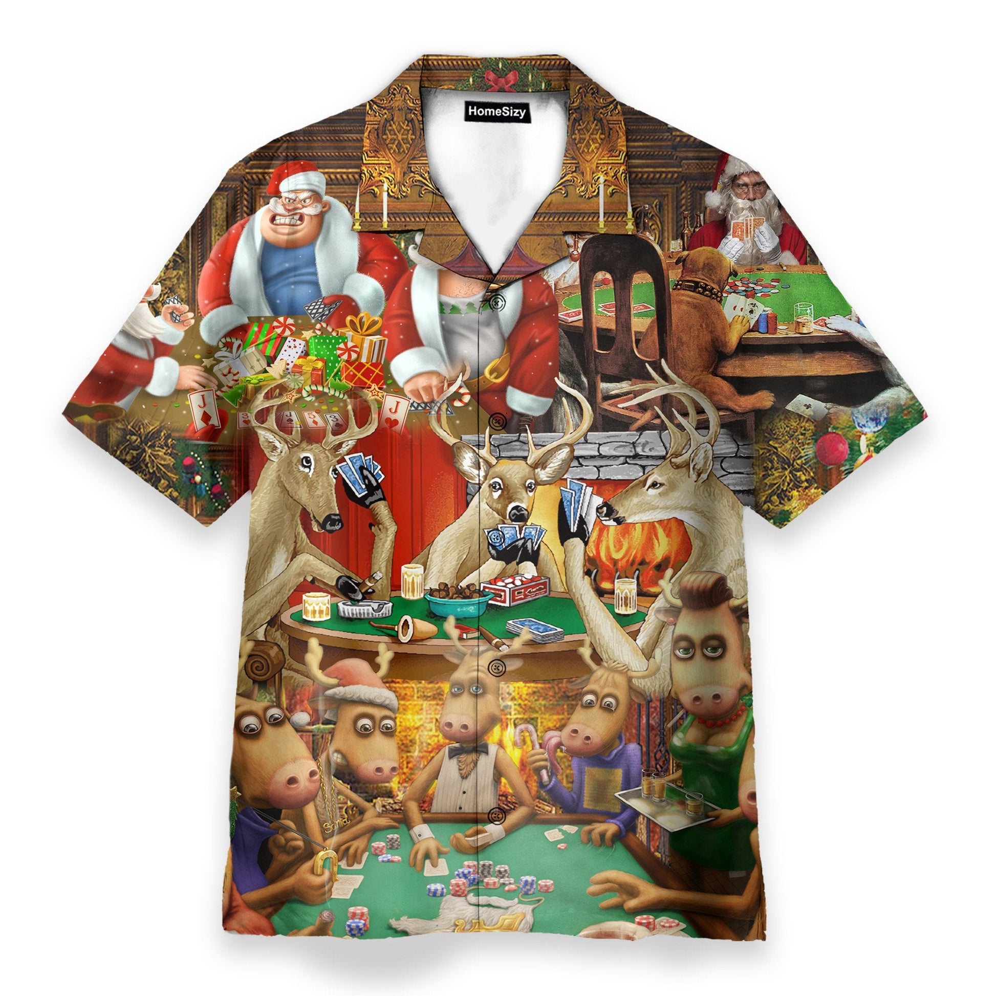 Santa Summer Vacation Funny Button's Up Shirts - Hawaiian Shirt