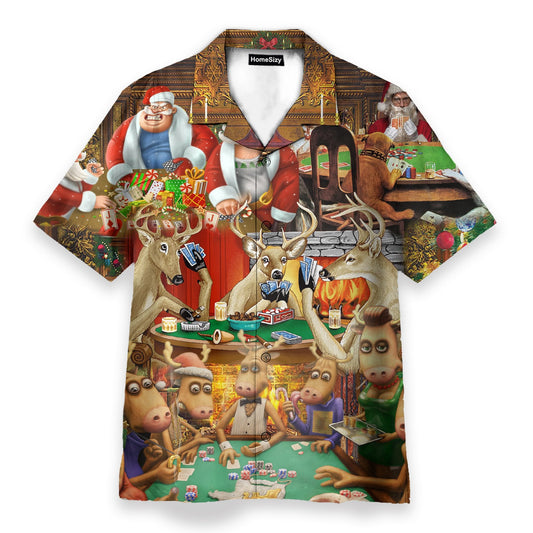 Santa Summer Vacation Funny Button's Up Shirts - Hawaiian Shirt