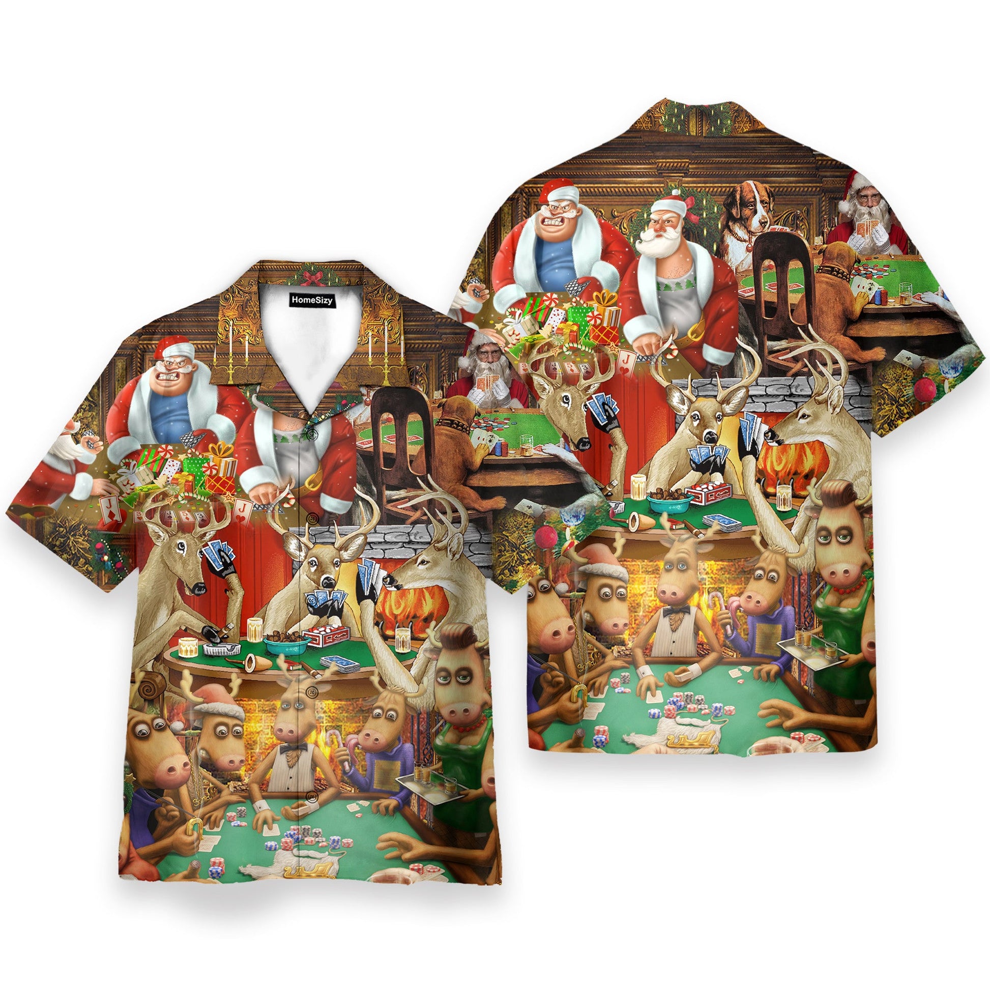 Santa Summer Vacation Funny Button's Up Shirts - Hawaiian Shirt